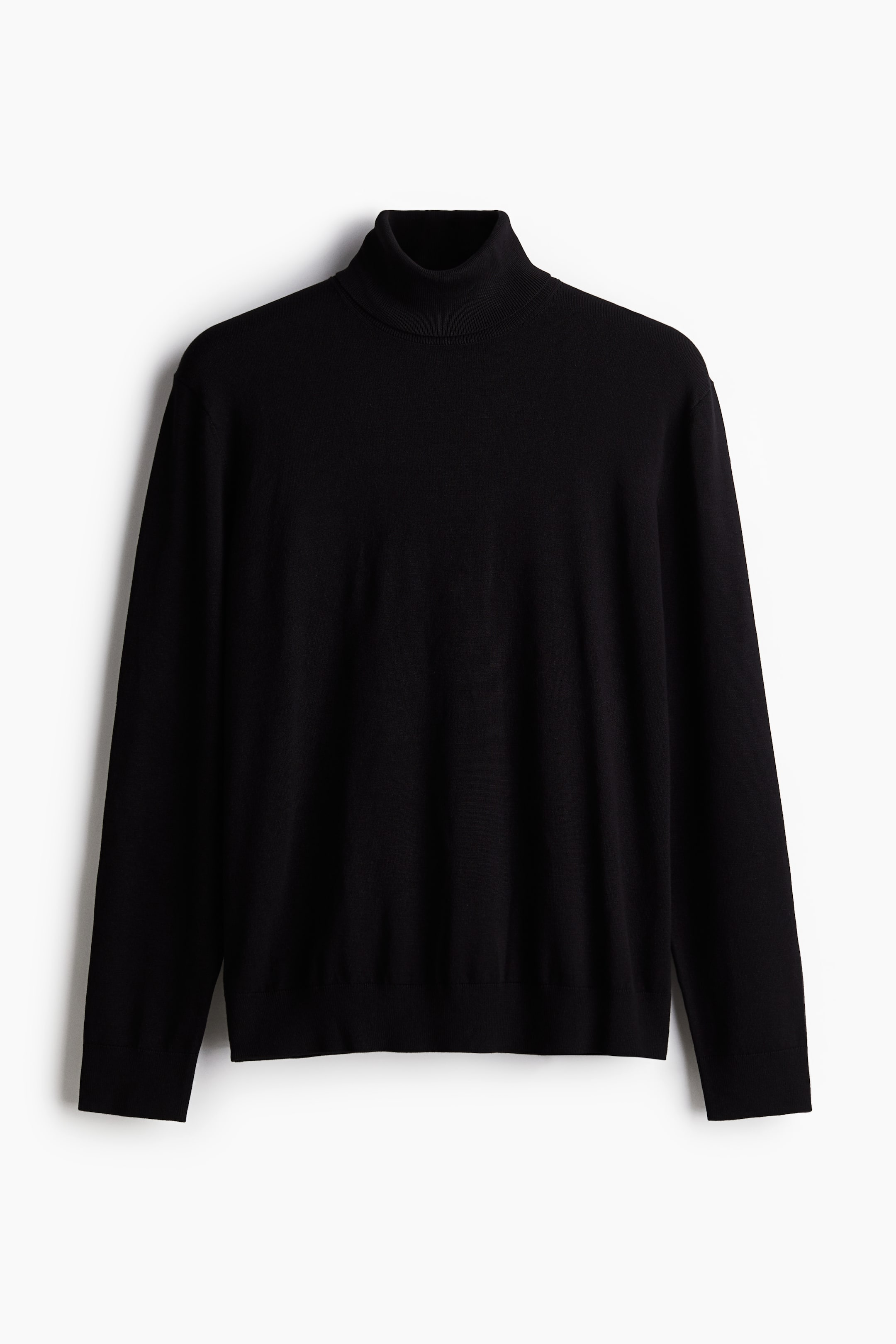 Slim Fit Fine-knit polo-neck jumper - Black - Men | H&M GB 5