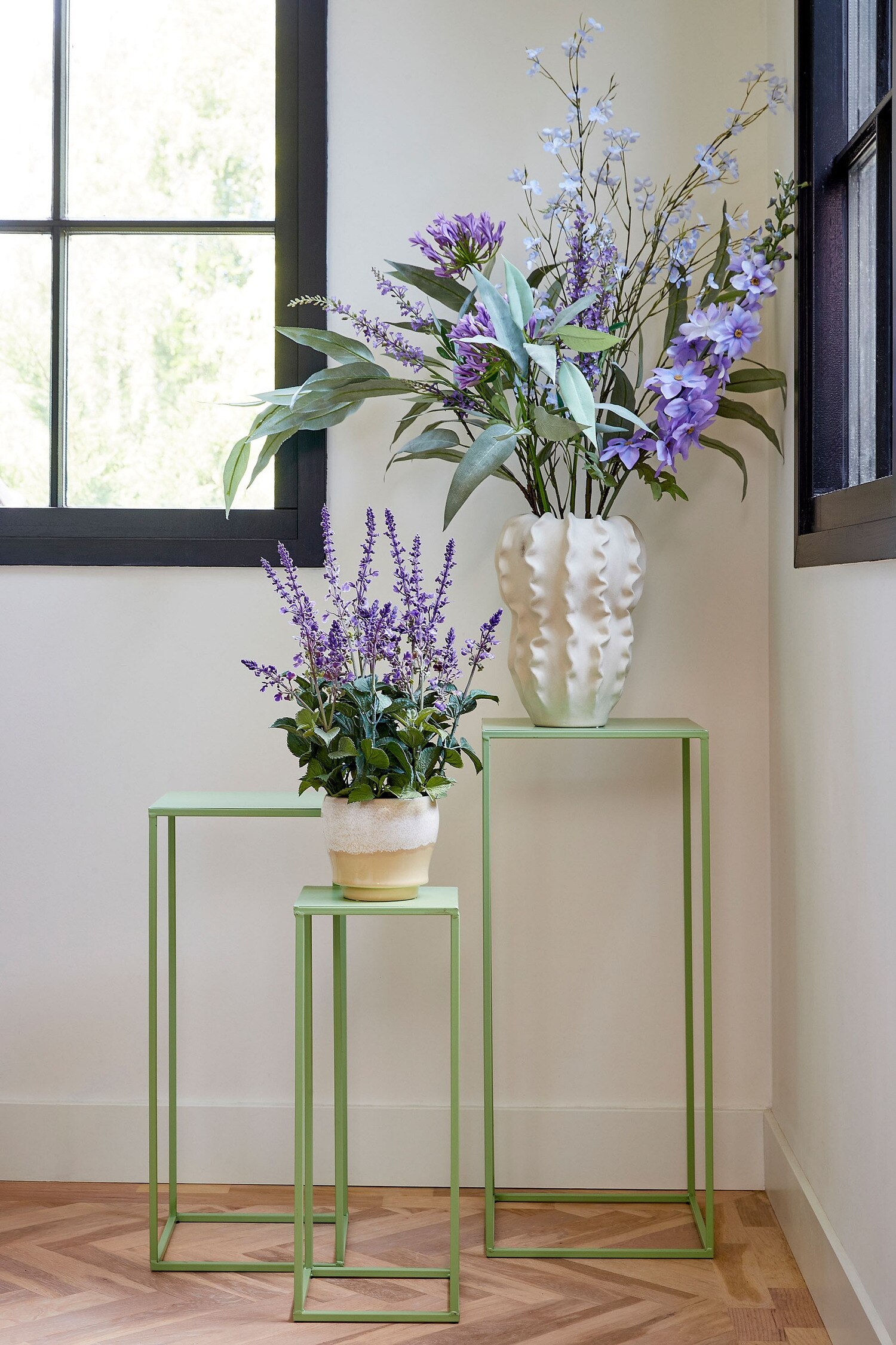 Metal Side Tables - Light Green/Light Pink