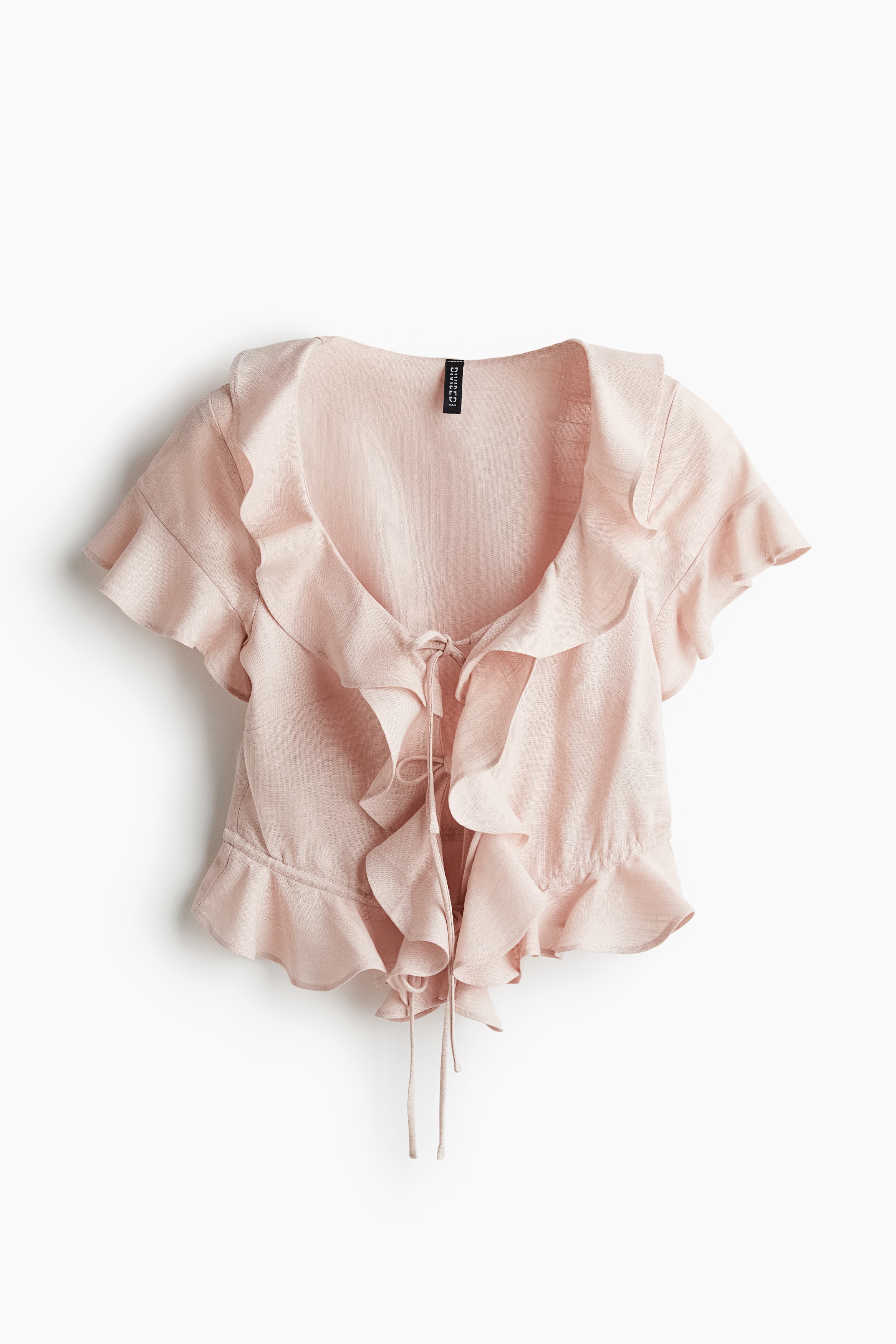Bluse med flæser - Støvet lys rosa