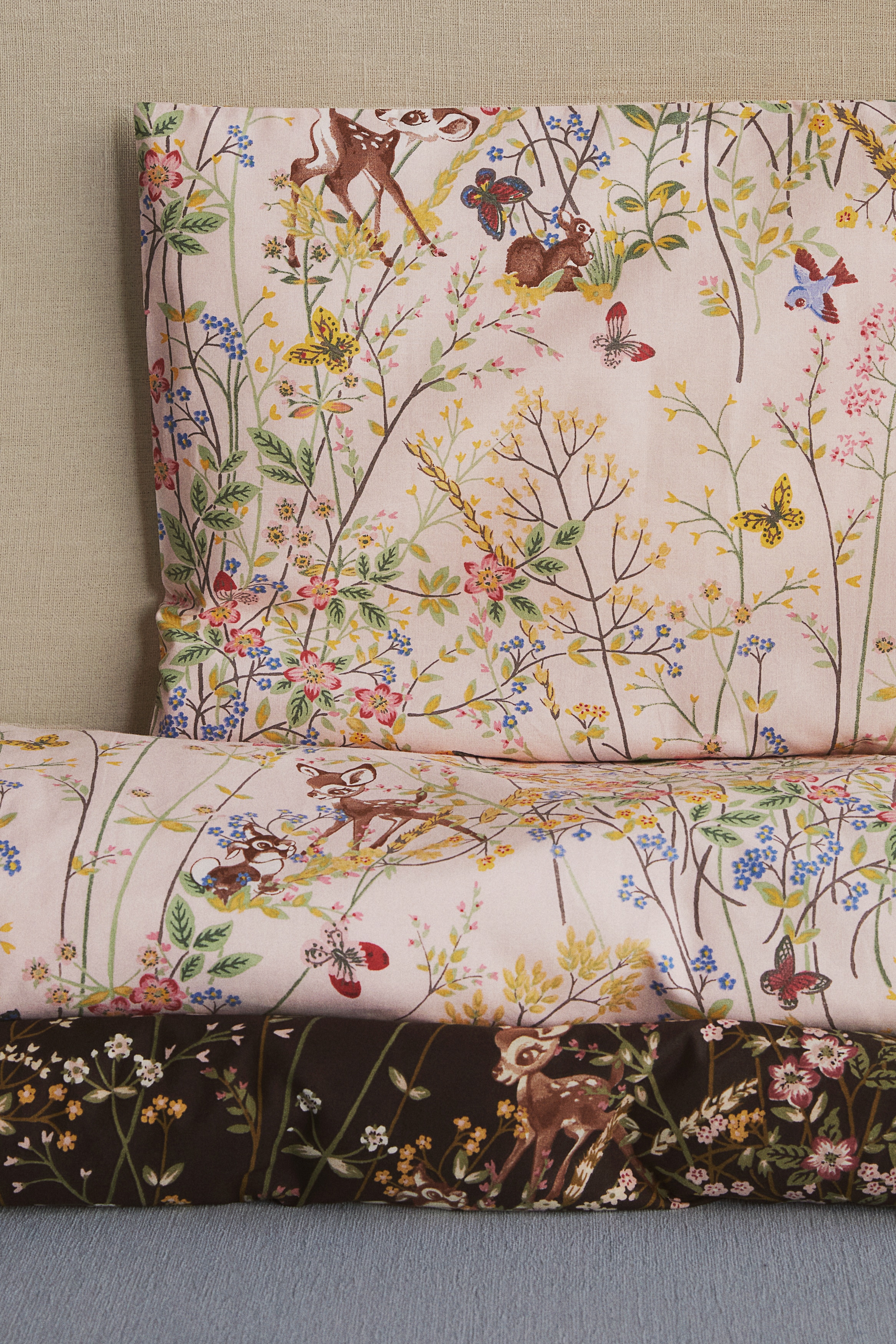 Påslakanset för spjälsäng - Rosa/Bambi/Vit/Bambi/Ljusblå/Bambi