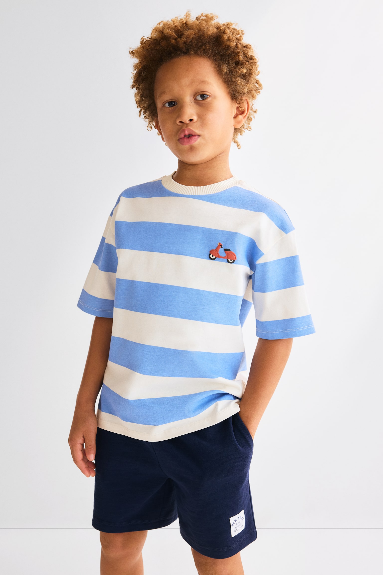 Sweatshort - Donkerblauw/New York/Beige - 2