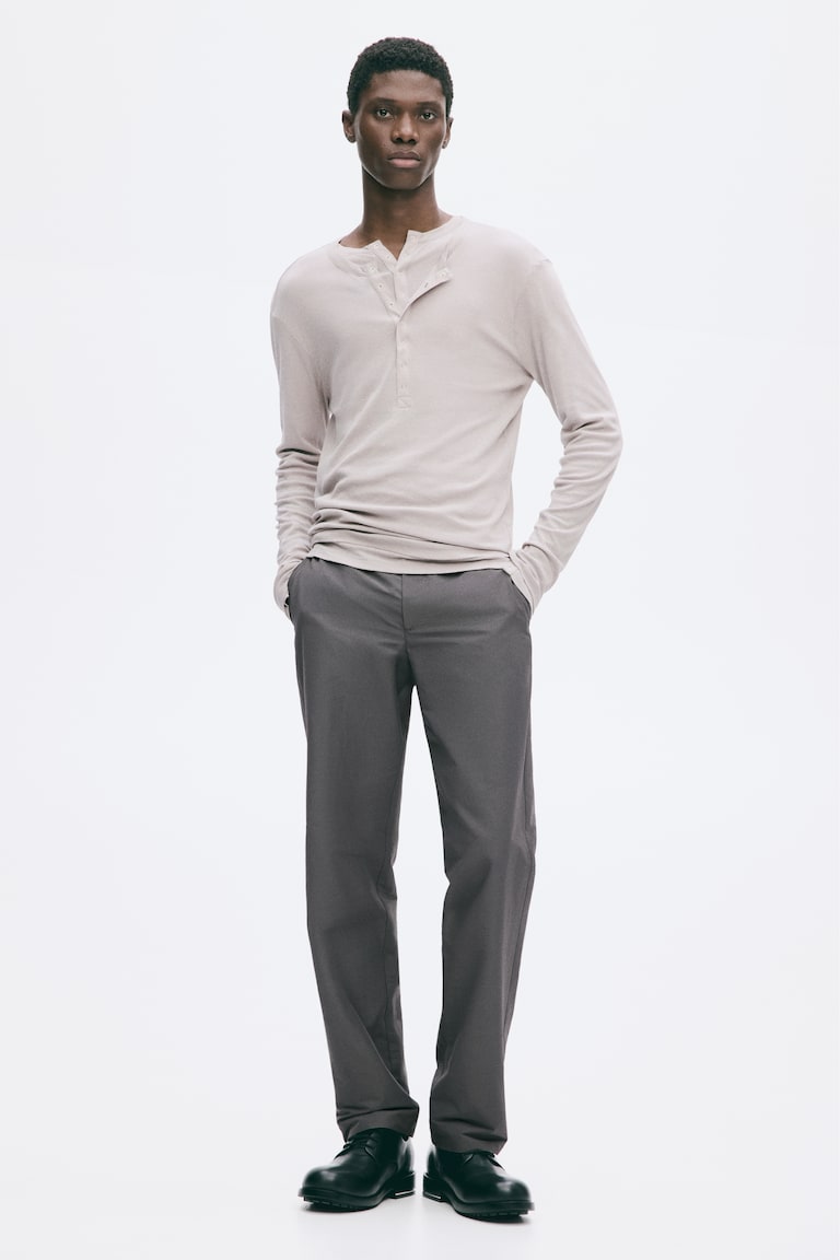 Pamučna majica s Henli izrezom Slim Fit
