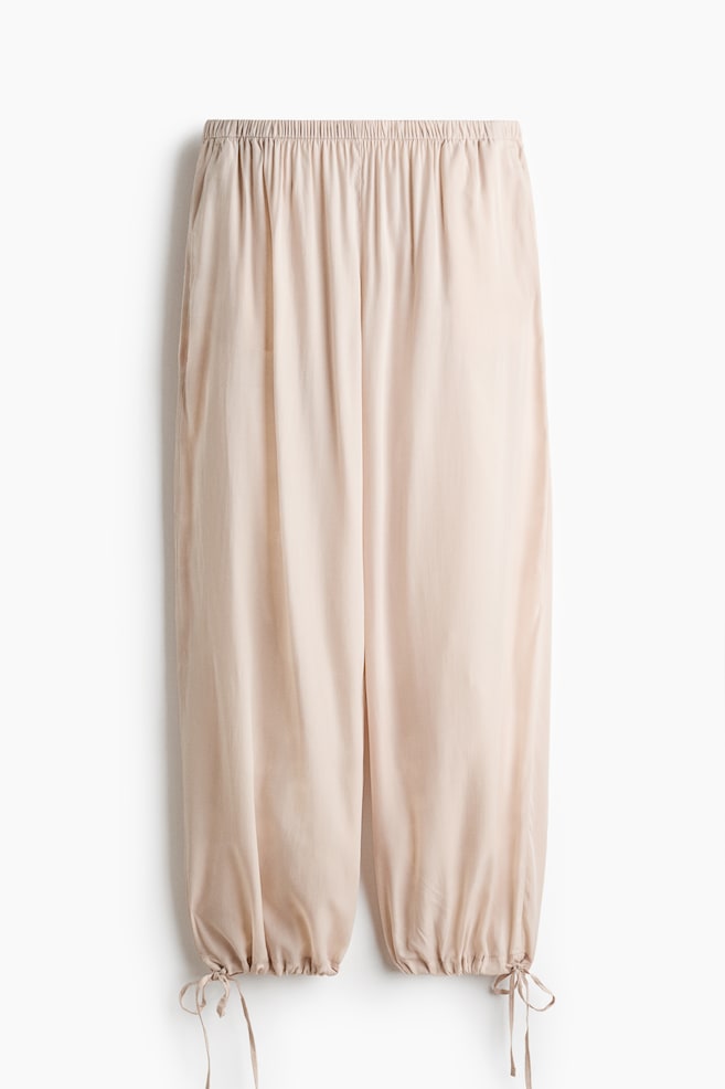Drawstring-Detail Balloon-Leg Pants - Light beige/Dark brown - 1