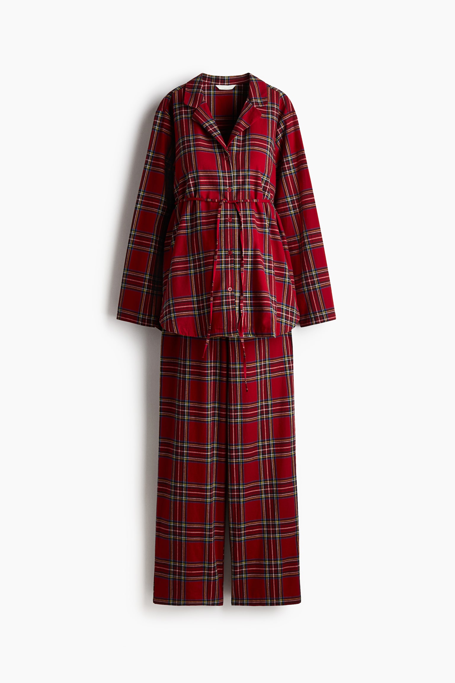 MAMA Cotton flannel pyjamas - Dark red/Checked/Red/White checked - 2