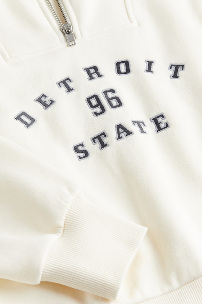 Oversized sweatshirt med lynlås foroven - Creme/Detroit/Sort/New York/Mørkegrå - 7