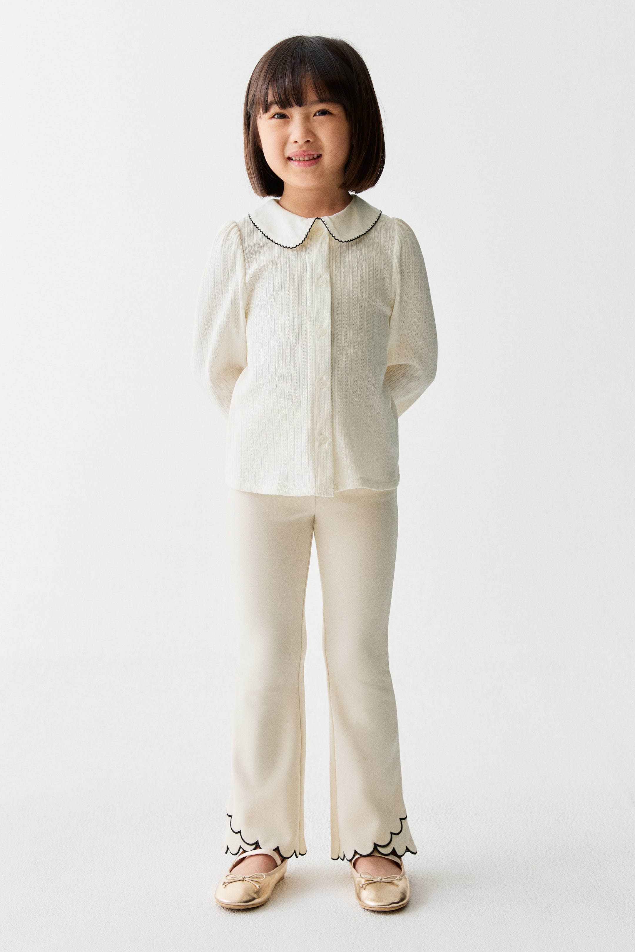 拡大画像を表示: ポインテルニットブラウス - ホワイト - Kids | H&M JP 2