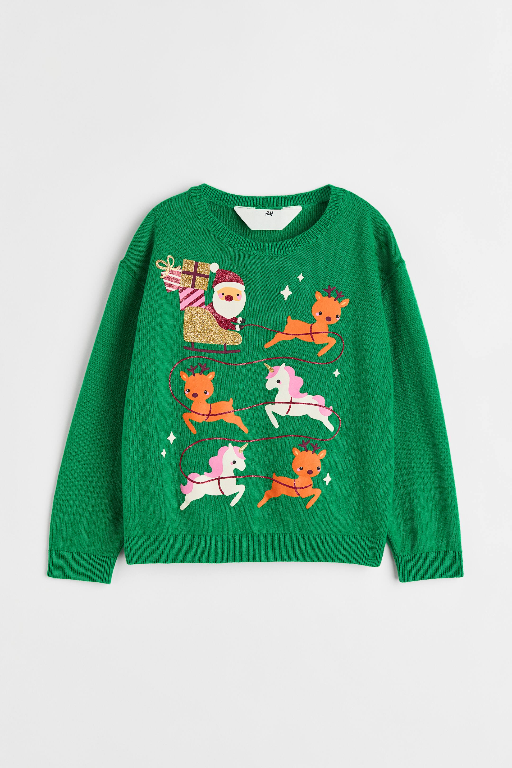 查看大圖: 棉質精織套衫 - 綠色/聖誕老人 - Kids | H&M 1