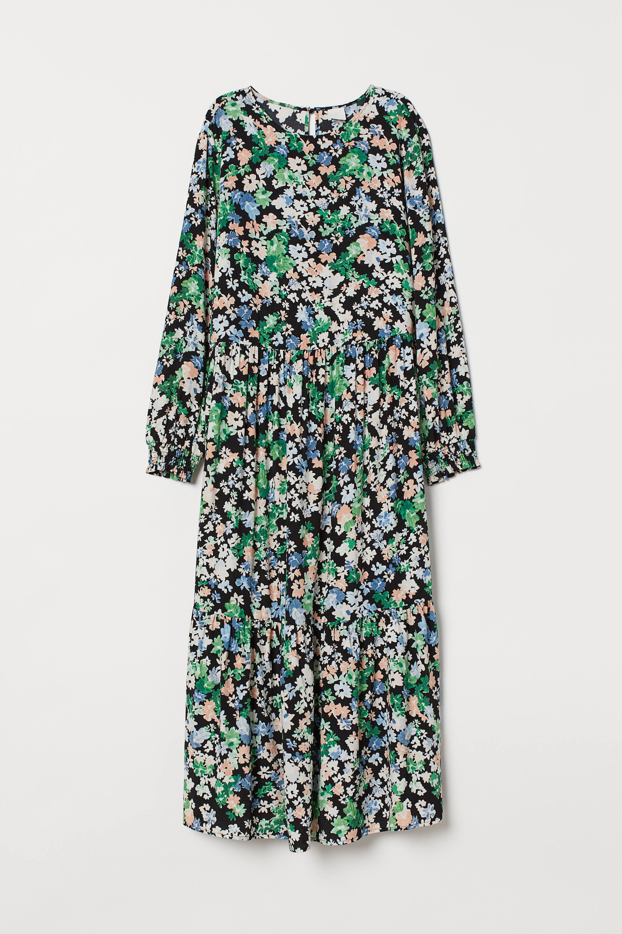 View larger image: Crêpe dress - Black/Floral - Ladies | H&M GB 1