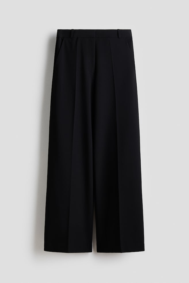 Wrinkle-resistant Wide Tailored trousers - Black/Dark brown - 1