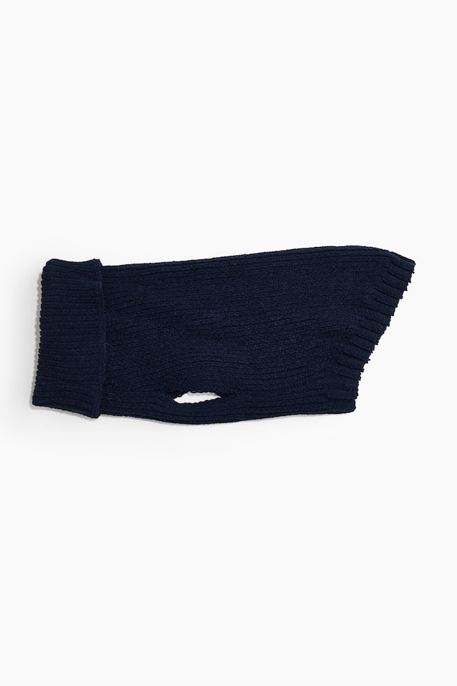 Rib-knit dog jumper - Navy blue/Red/Dark grey - 1