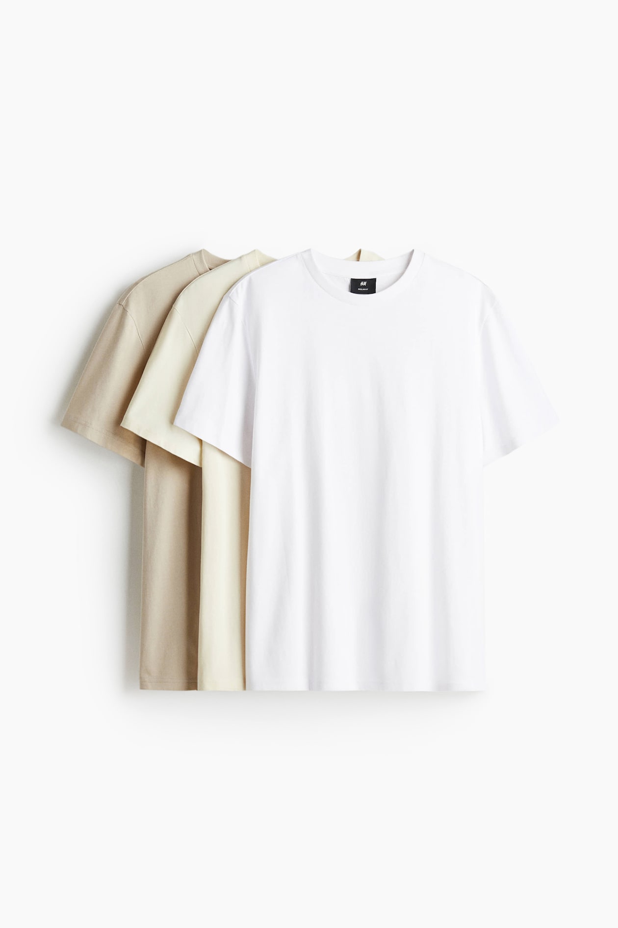 3-pack Regular Fit T-shirt - Lys beige/Cream/Hvit - HERRE | H&M NO