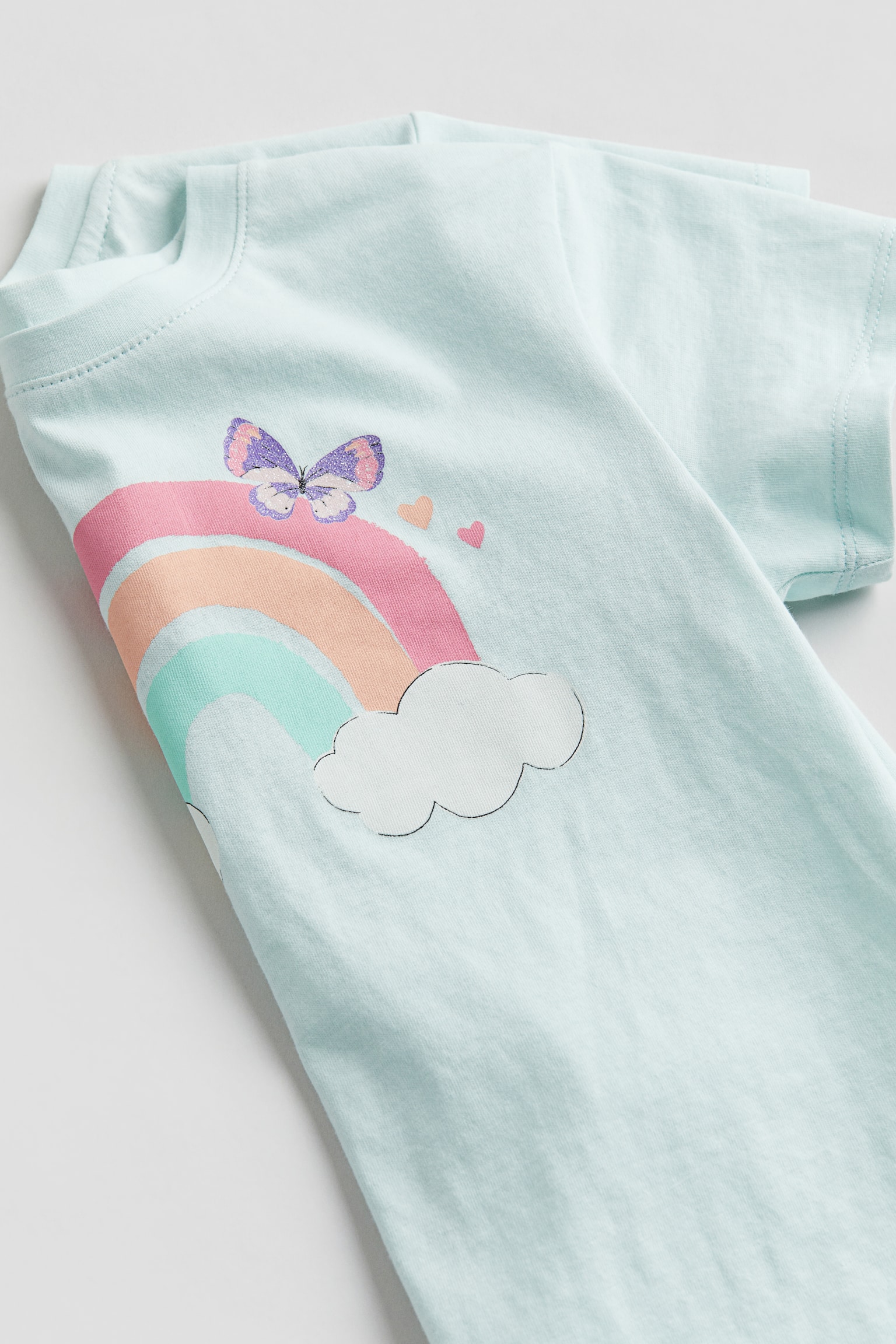 Print Tee - Light turquoise/Rainbow/White/Unicorn/Natural white/Rainbows/Light yellow/Bunny/Pink/Ice cream/Lilac/Unicorns/Light yellow/Mice/Dark grey/Floral/Yellow/Unicorns/White/Unicorn/White/Butterflies/Light beige/Dinosaurs/Black/Rabbit - 2