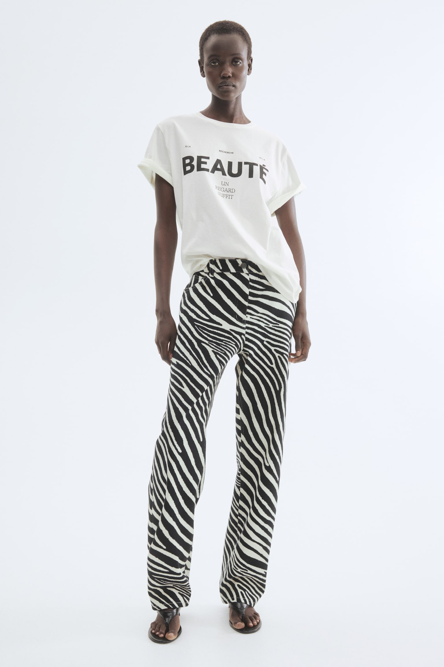T-shirt z nadrukiem - Biały/Beauté/Ciemnobrązowy/Simplicité - 3