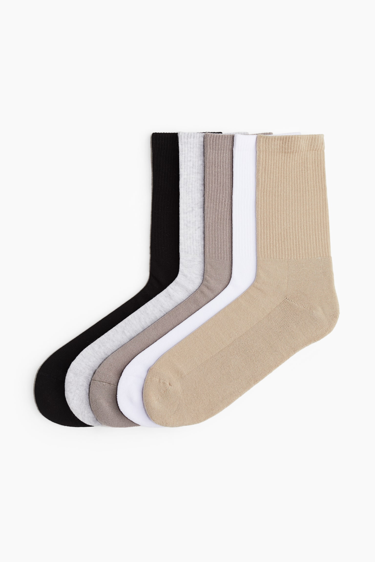 5-pack socks - Grey marl/Beige/White/Grey/Navy blue/Black/White/Black - 1