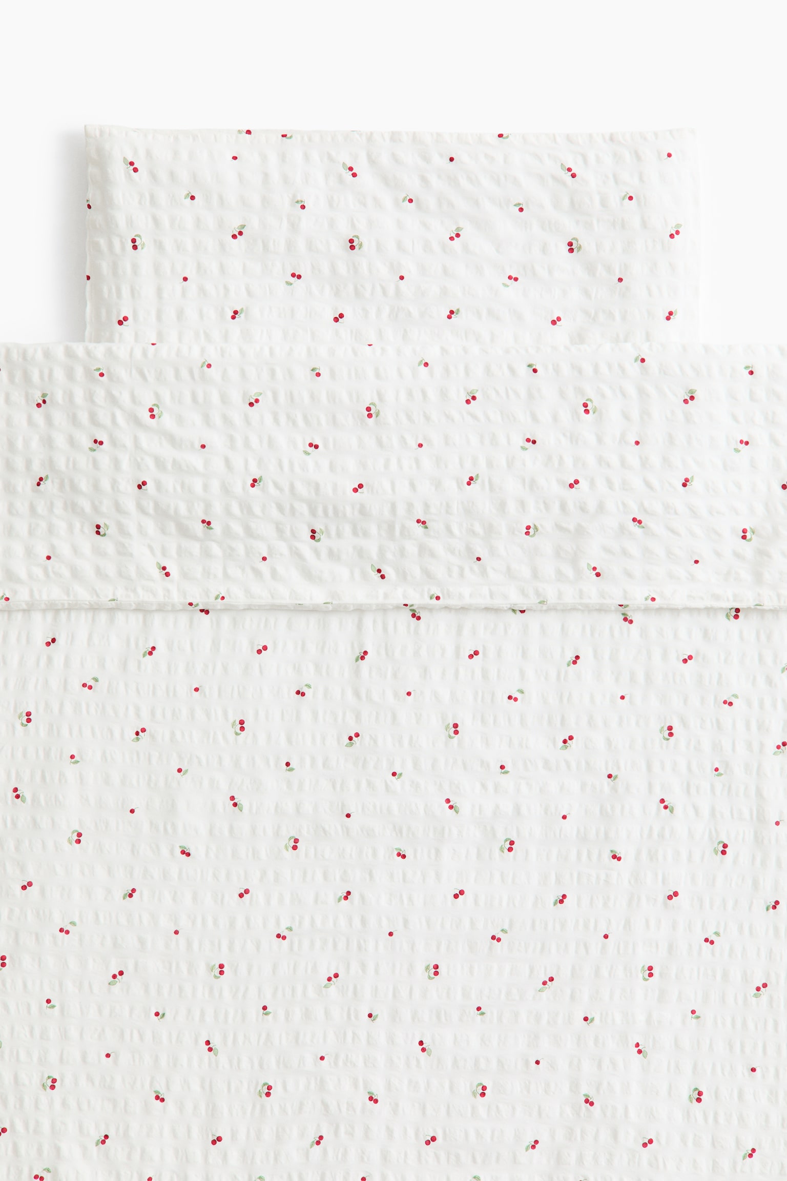 Seersucker cot duvet cover set - White/Cherries - 1