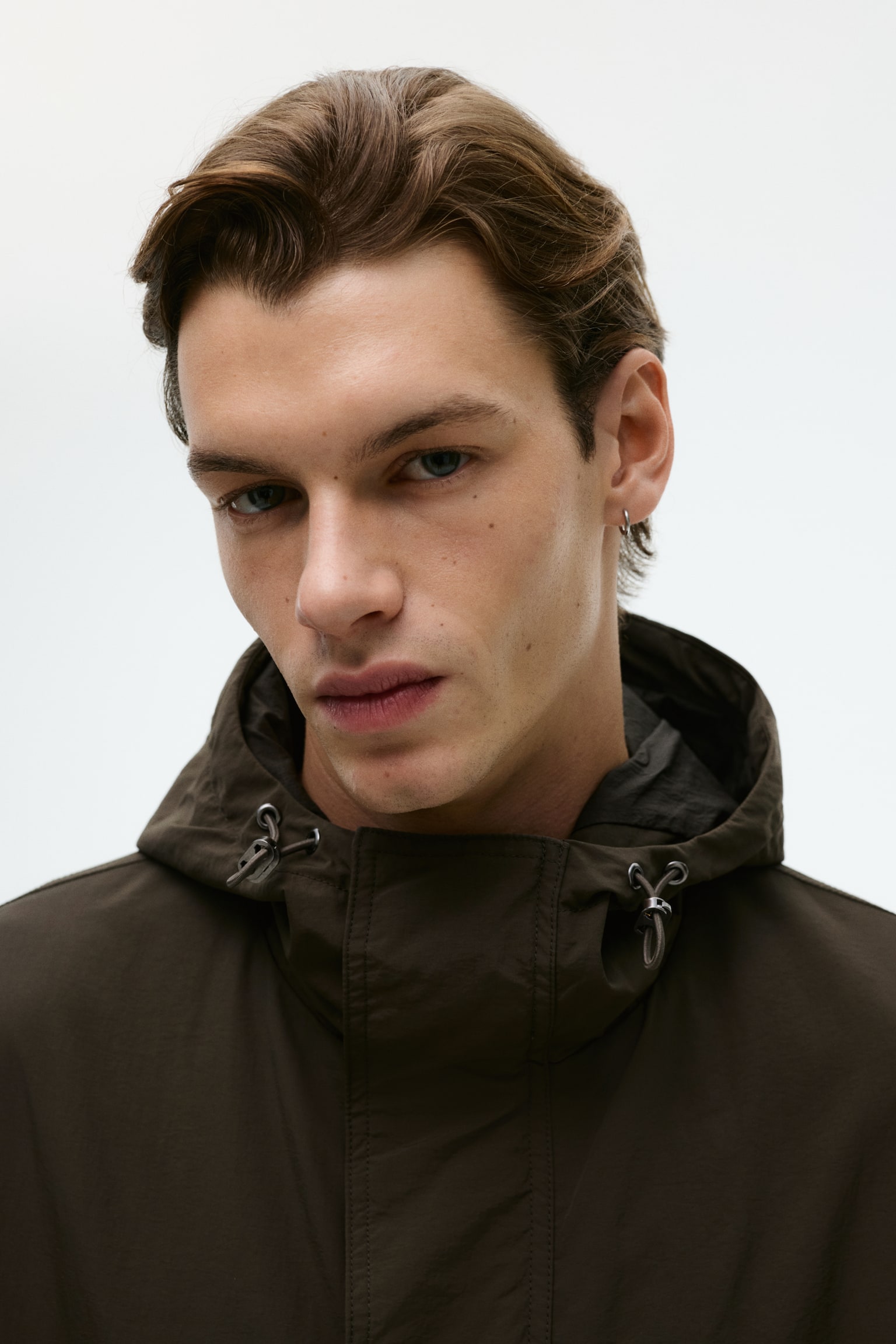 Áo khoác parka vải nylon có mũ - Màu xanh kaki đậm/Màu đen - 3