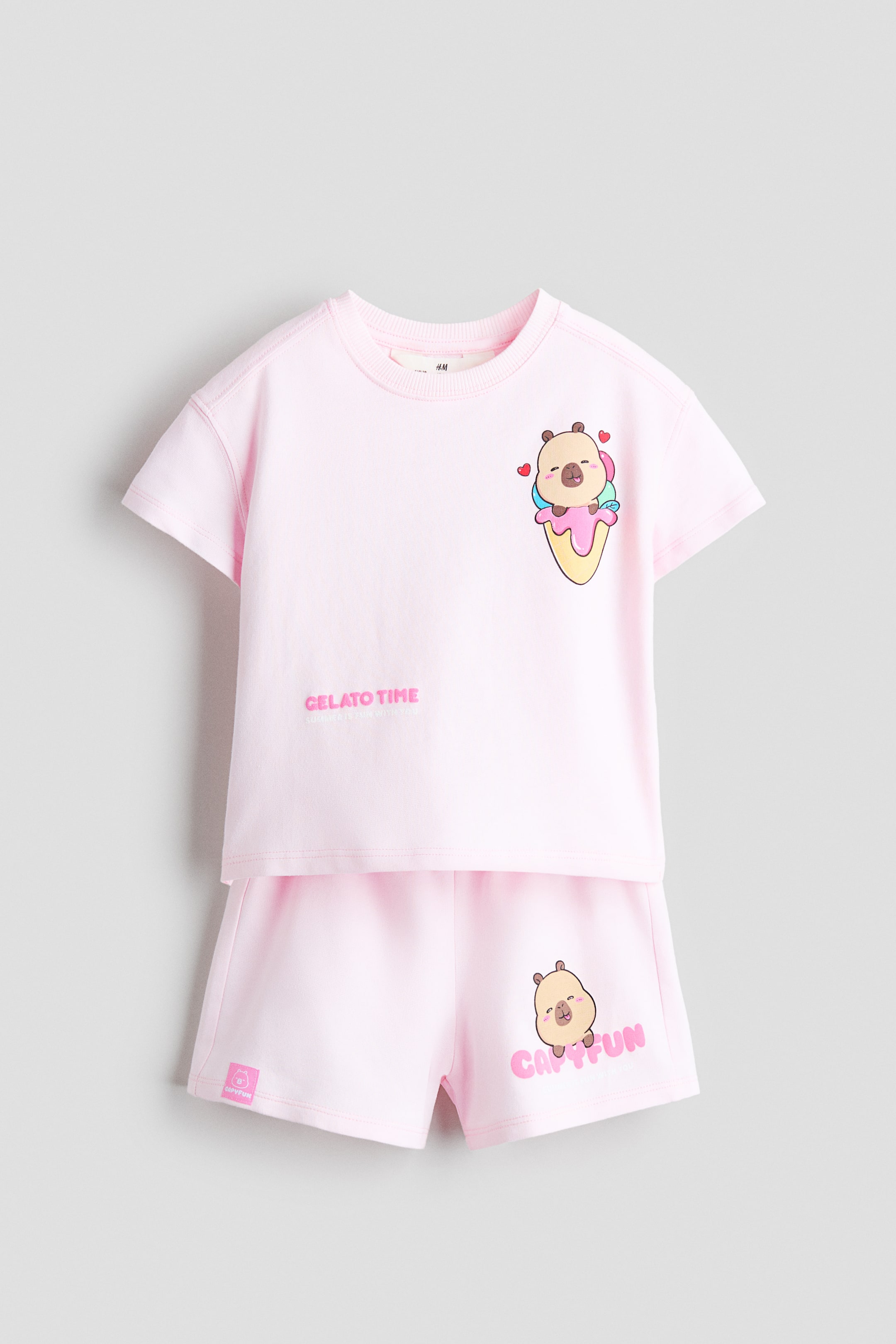 View larger image: 2-piece printed set - Light pink/CapyFun - Kids | H&M 1