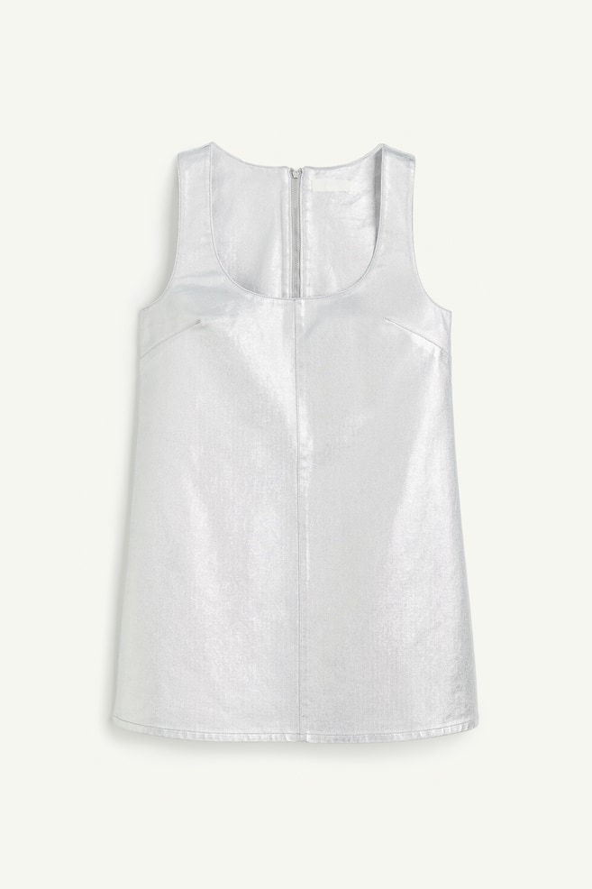 Schimmerndes Metallic-Denimkleid - Silberfarben - 1