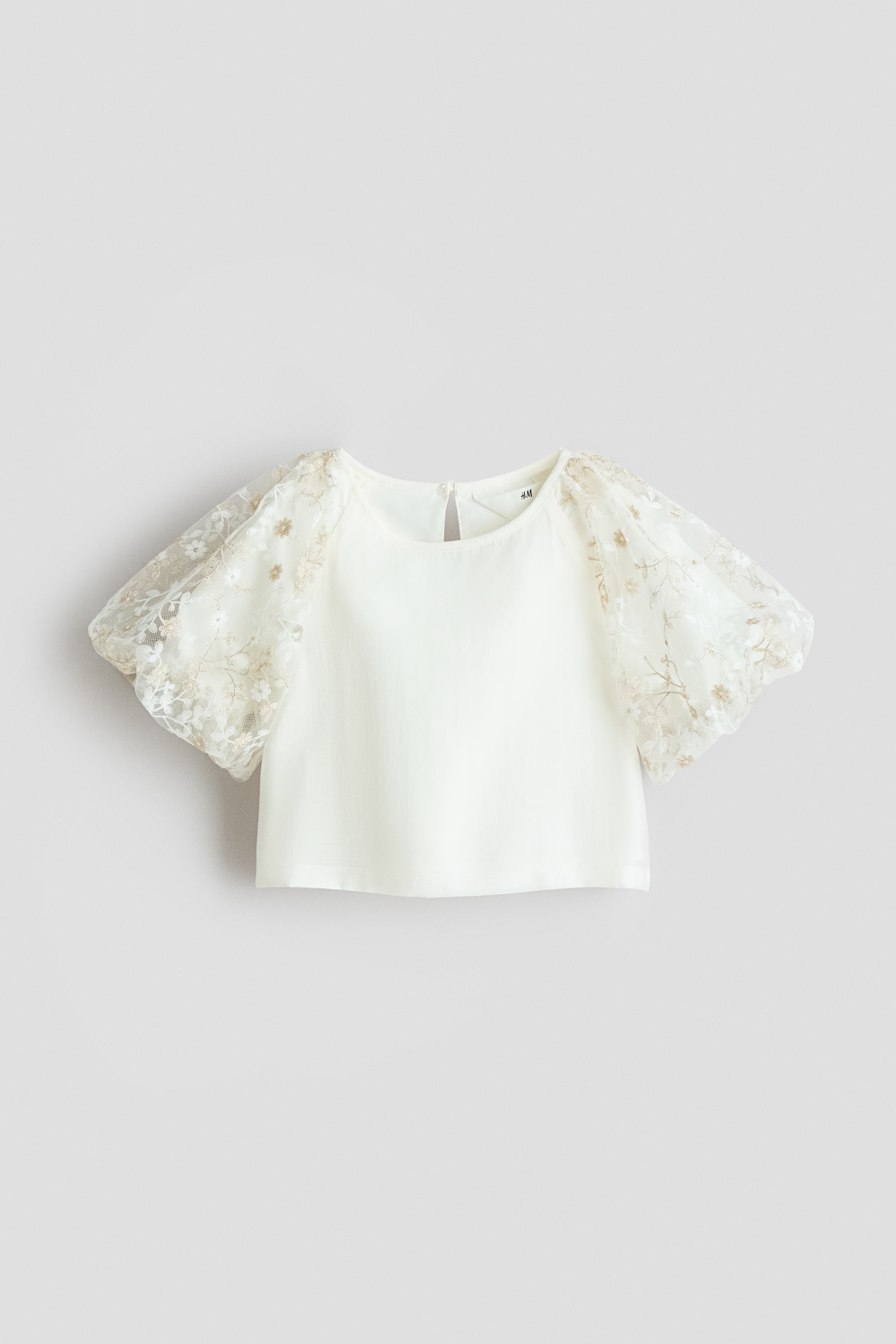 Puff-sleeved blouse - White/Floral