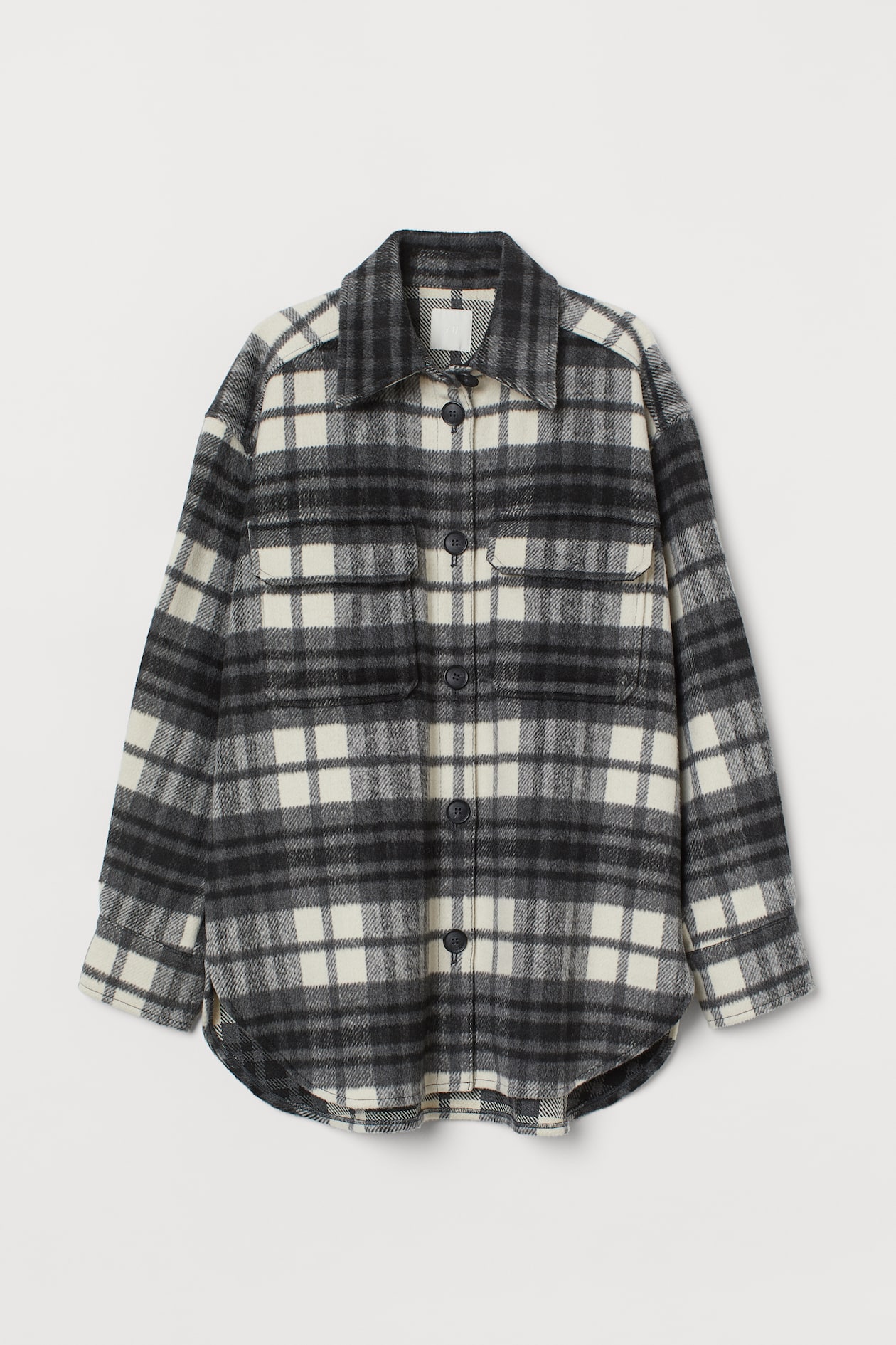 Plaid Shirt Jacket - Black/white plaid - Ladies | H&M US