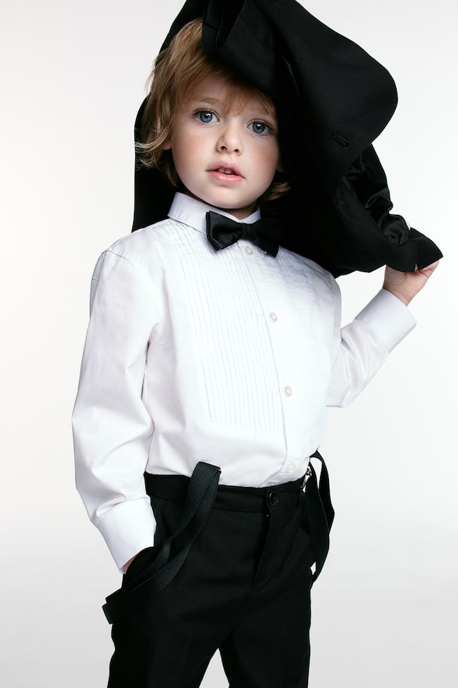 Tuxedo shirt with a bow tie - White/Black - 2