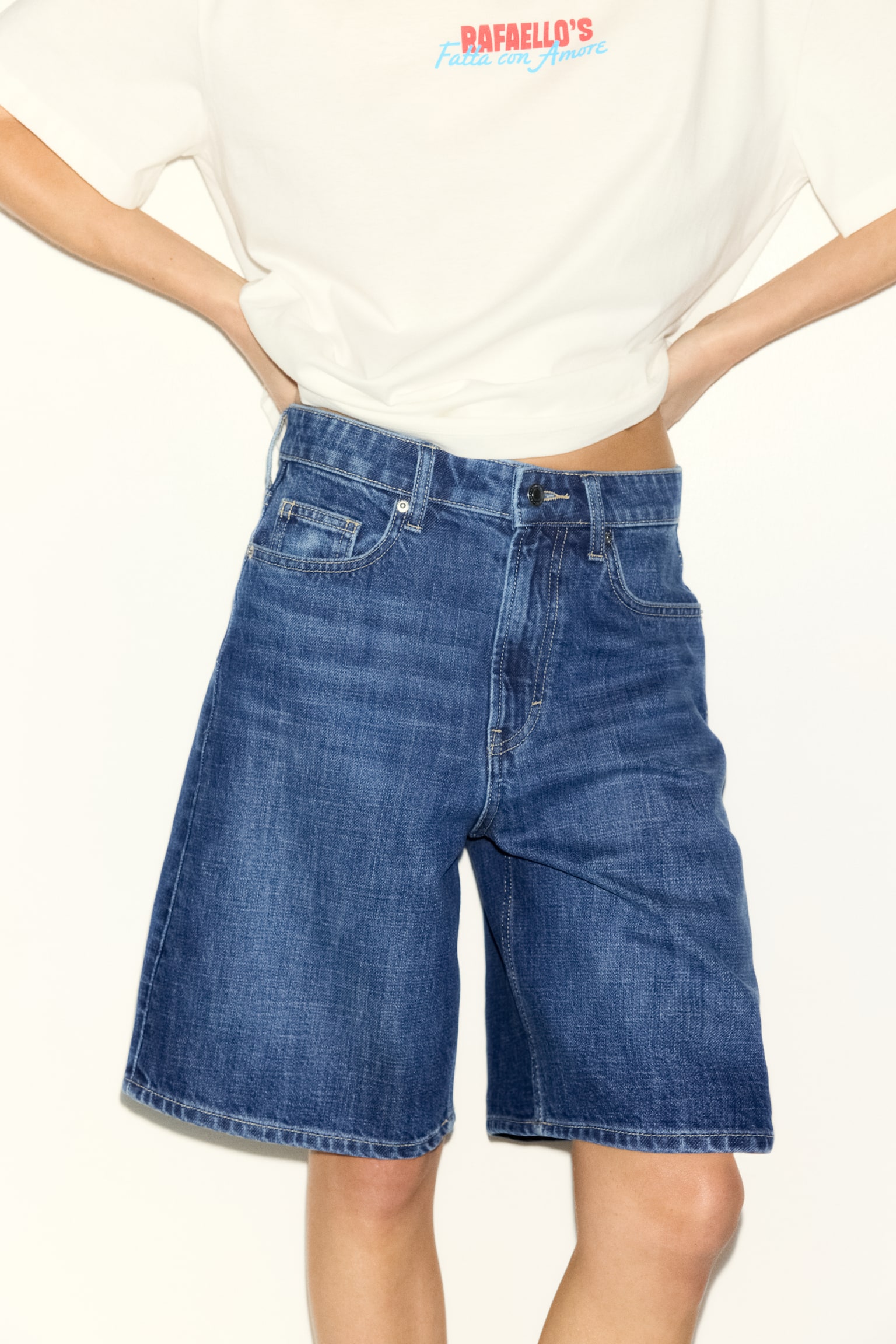 Denim Bermuda shorts - כחול ג'ינס/כחול ג'ינס/כחול ג'ינס בהיר/קרם/אפור כהה - 7