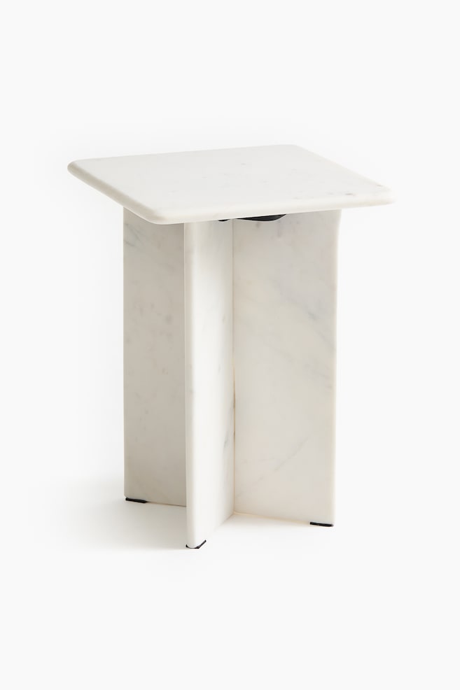 Table d'appoint en marbre - Blanc/marbré/Bordeaux/marbré/Beige/Gris clair - 1