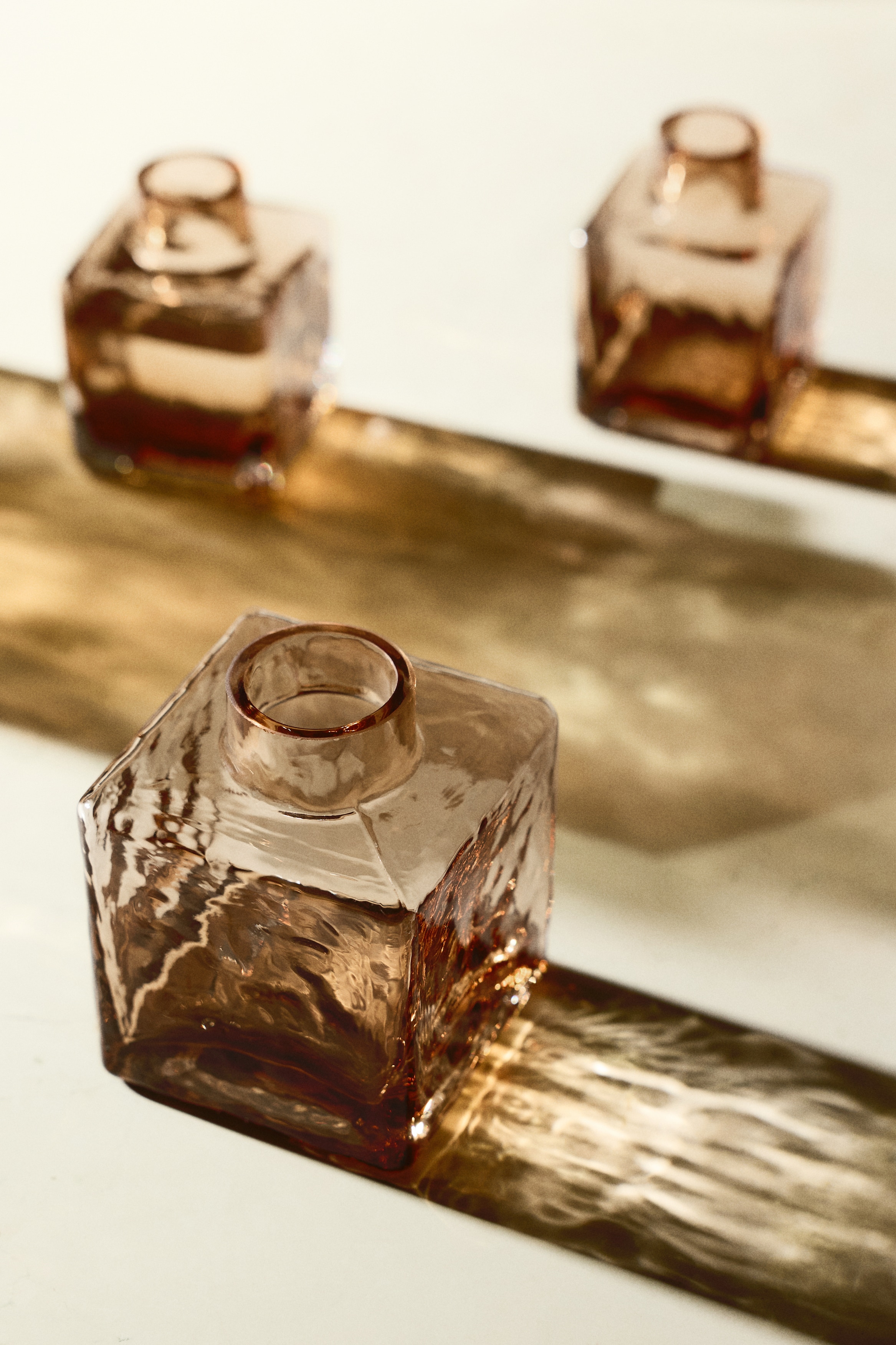 Textured-Glass Bud Vase - Light brown/Transparent