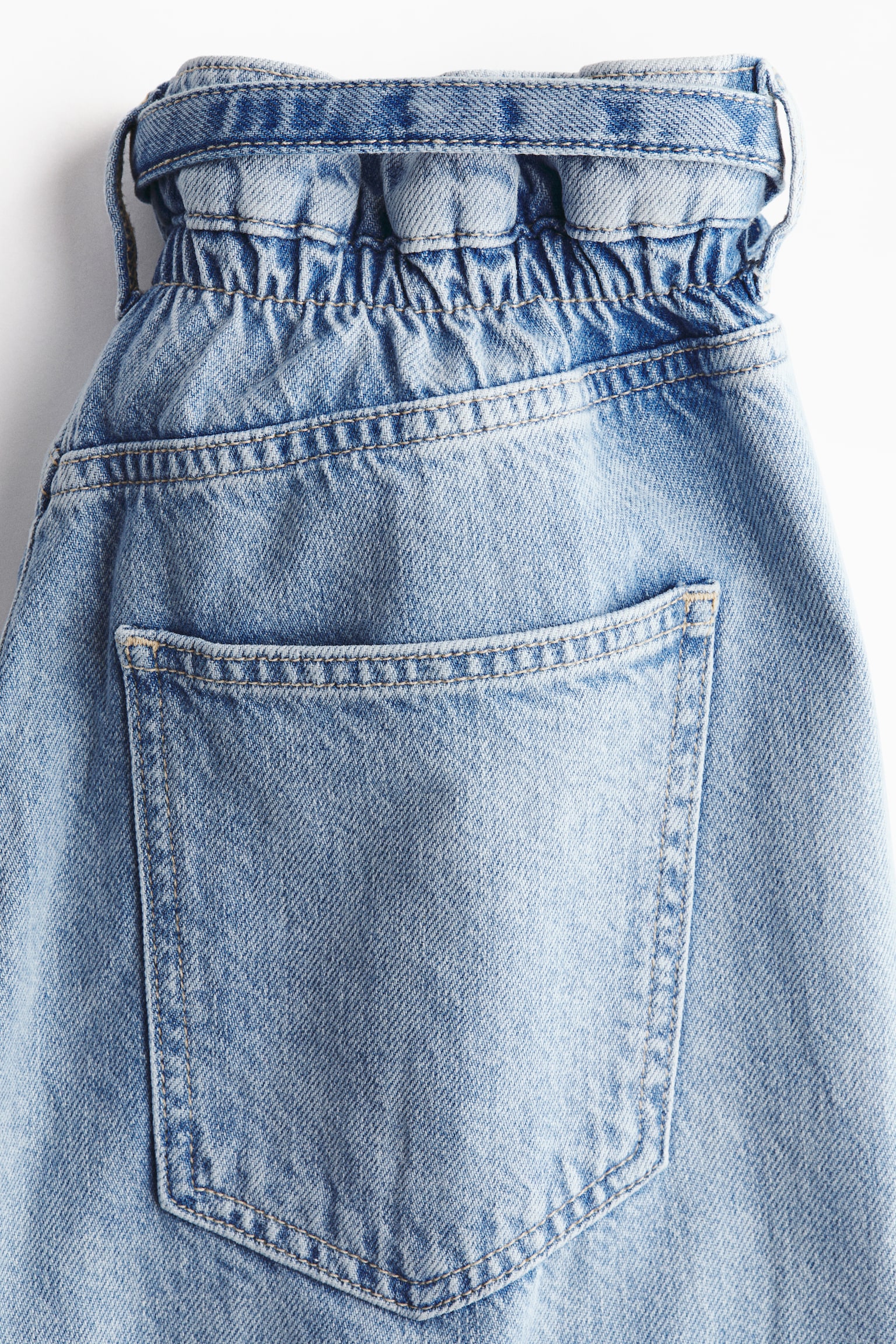 Paper bag jeans с колан - Светлосин деним - 3