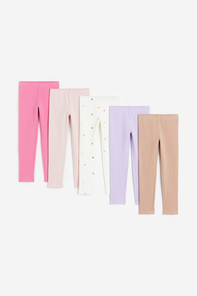 5-pack jersey leggings - Pink/Lilac/Beige/Navy blue/Floral/Dark beige-pink/Leopard print/Grey marl/Dark grey/dc/dc/dc/dc/dc/dc/dc - 1