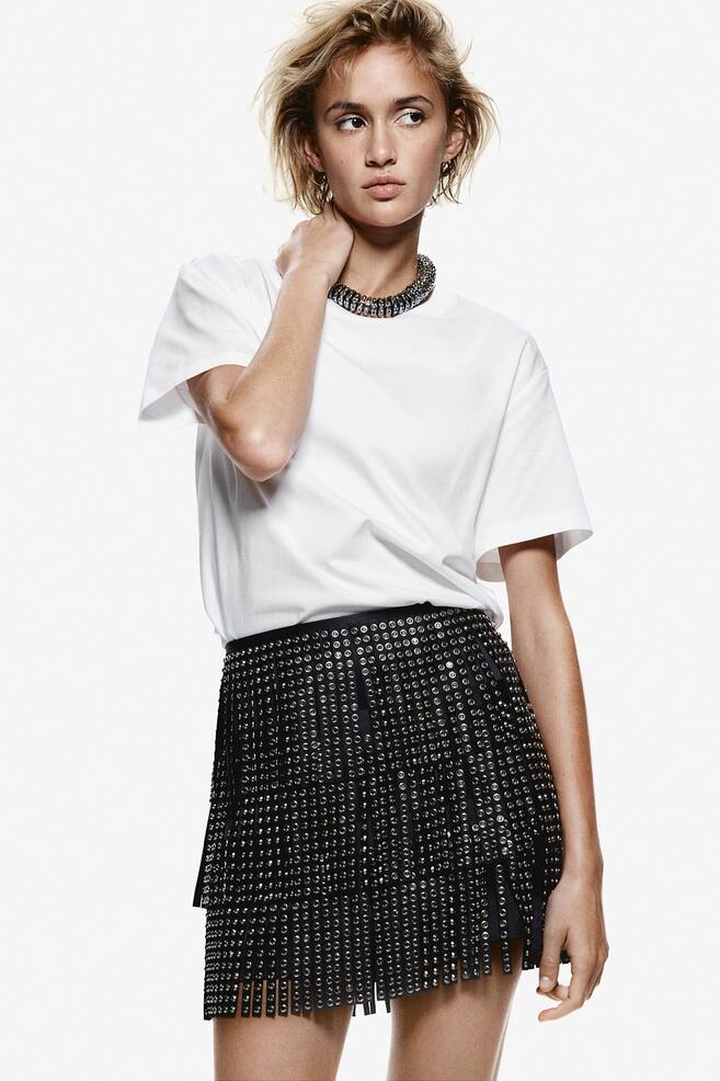 Jupe avec franges ?� strass - Noir - FEMME | H&M CA