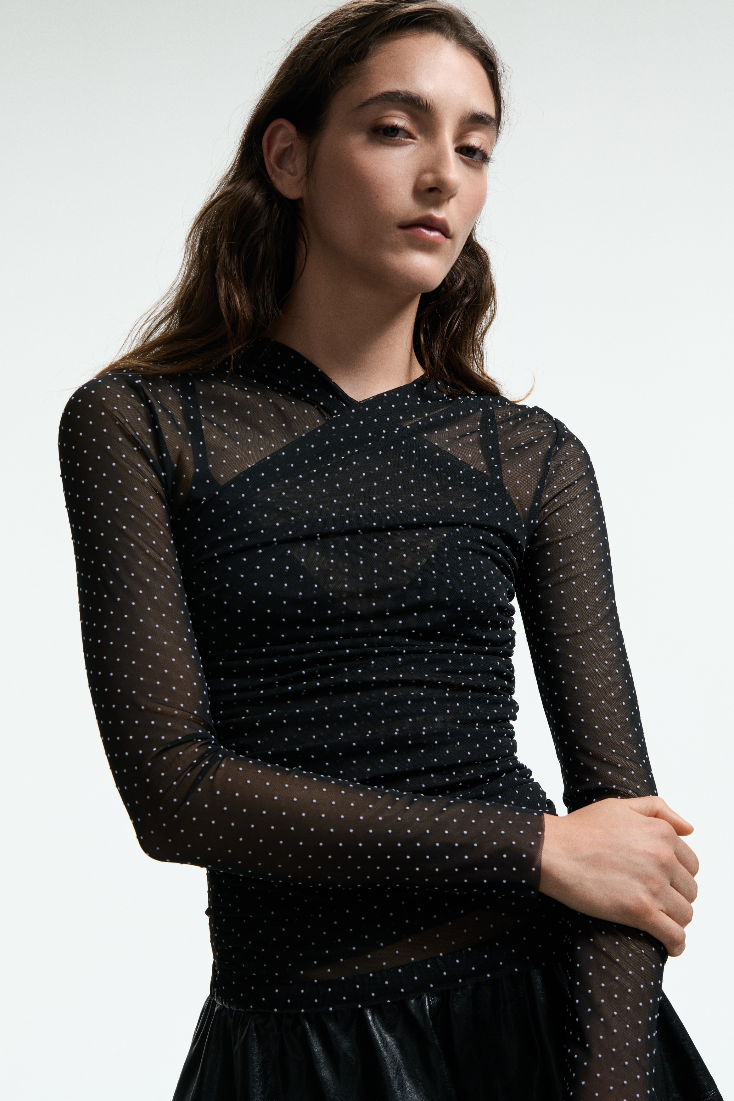 Top in tulle plumetis - Nero/pois
