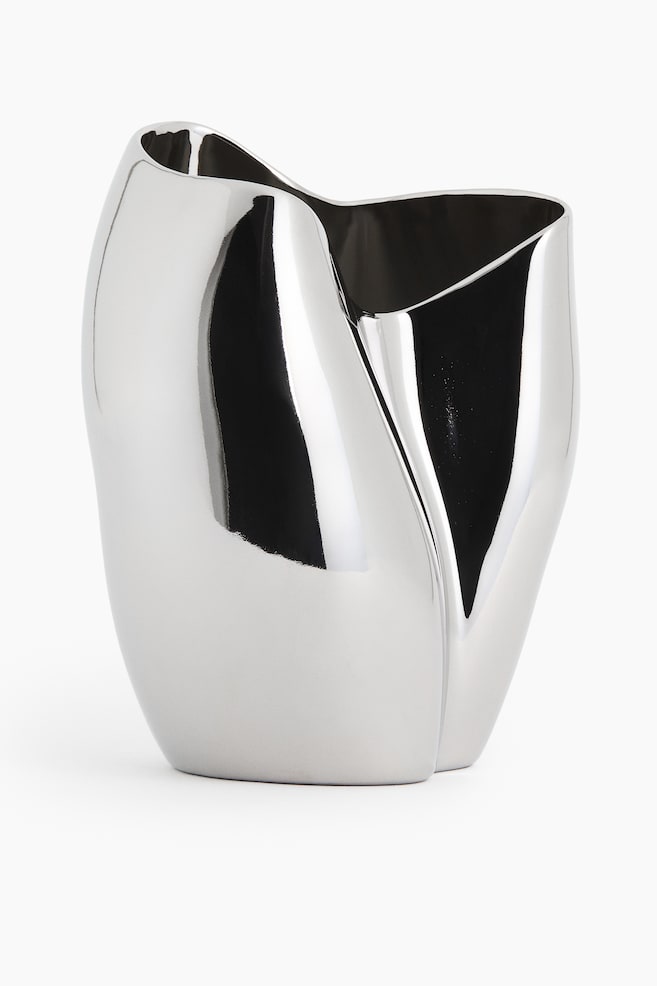Large Stoneware Vase - Silver-colored - 1