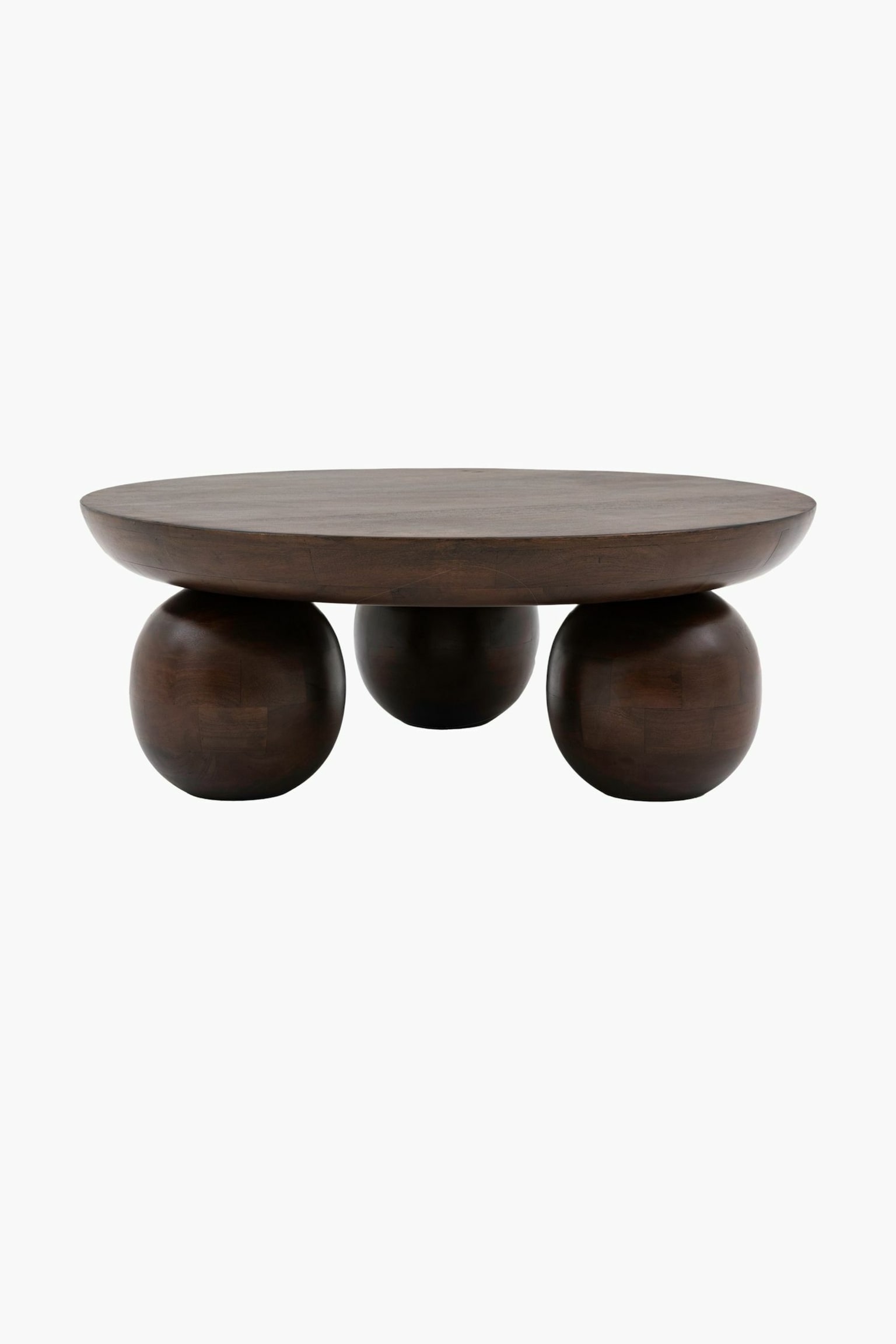Mango Wood Round Coffee Table - Dark Wood - 6