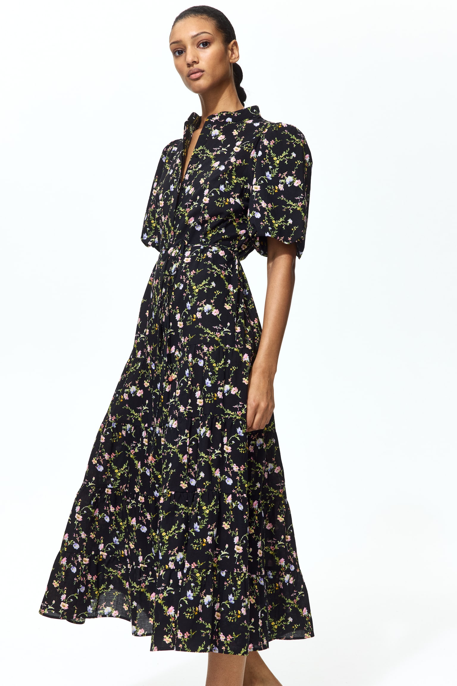 Long cotton dress - Black/Floral/Blue/Paisley pattern/White/Floral/Green/Floral/White/Patterned/White/Floral/Pink/Floral - 1