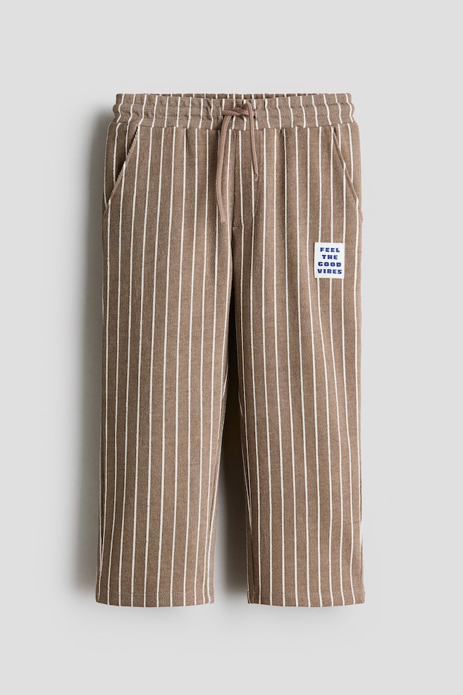 Textured jersey drawstring trousers - Dark dusty beige/Striped/Navy blue/Striped/Light beige/Striped - 1