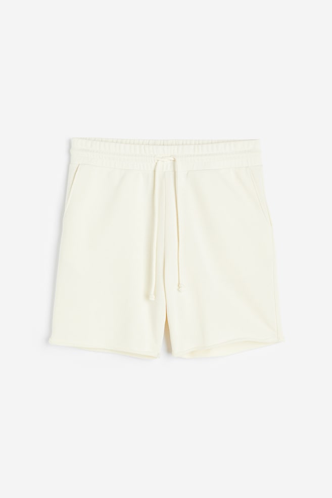 Shorts in felpa Regular Fit - Crema/Grigio mélange - 1