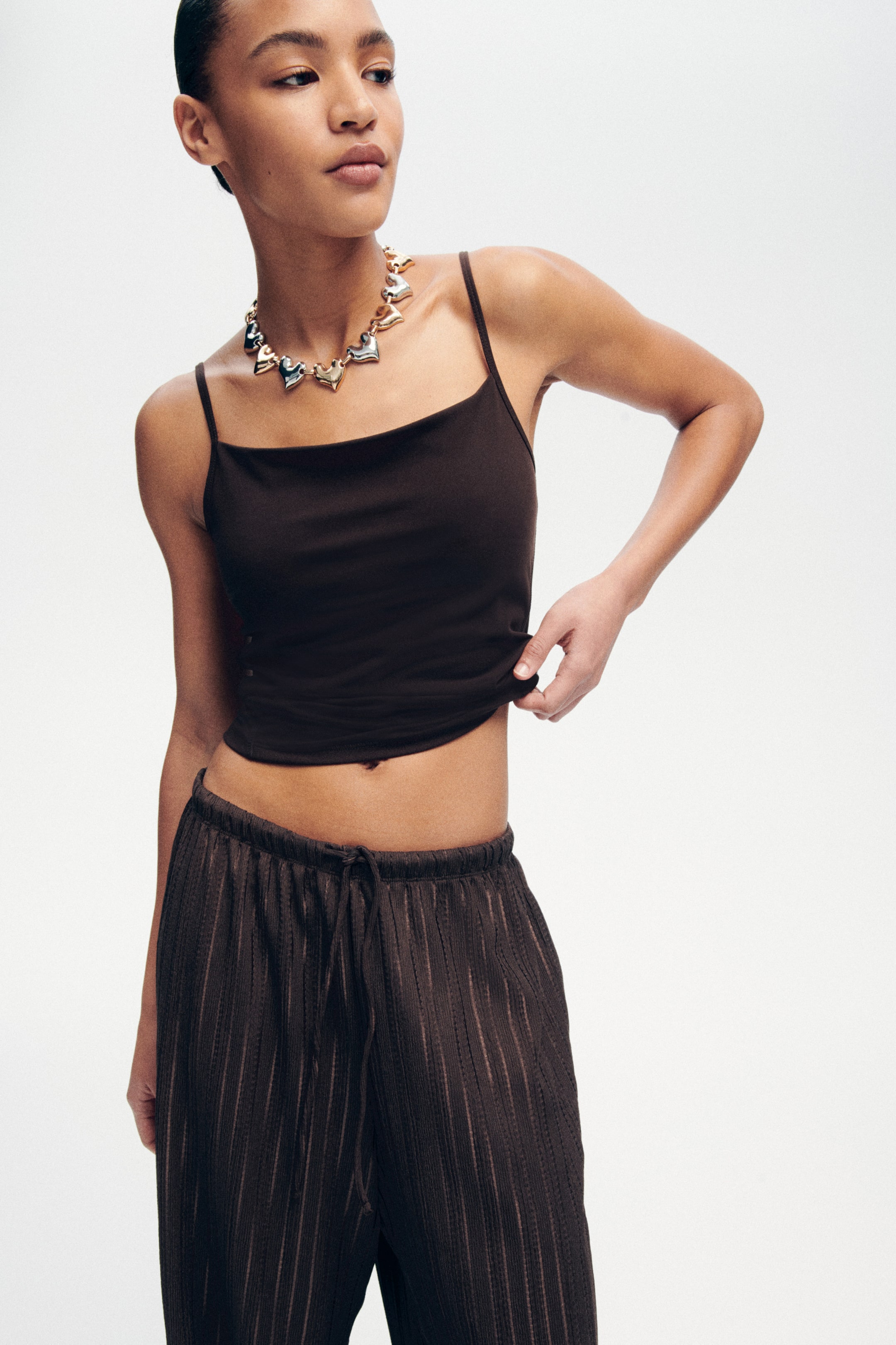 Textured Balloon-Leg Pants