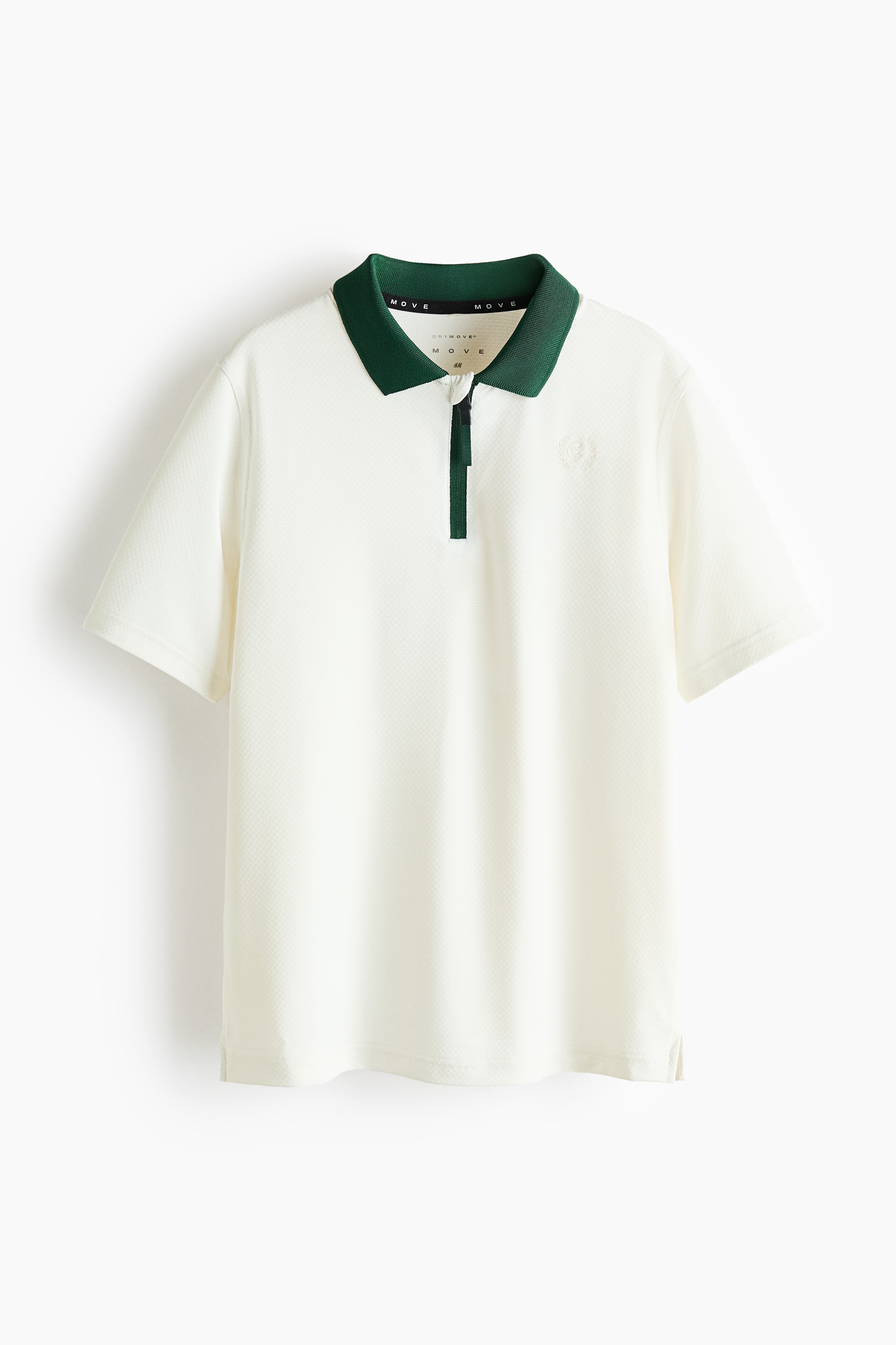 Regular-Fit Half-Zip Sports Polo Shirt - White/color-block/Dark green