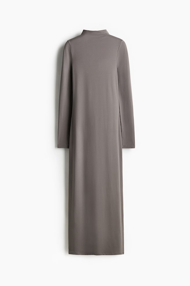 Robe maxi avec col cheminée - Gris - 1