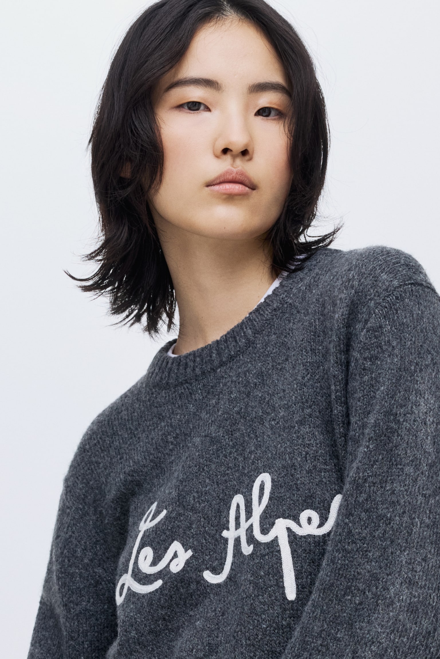 Jacquard-motif jumper - Dark grey marl/Les Alpes/Cream/Après Chic - 1