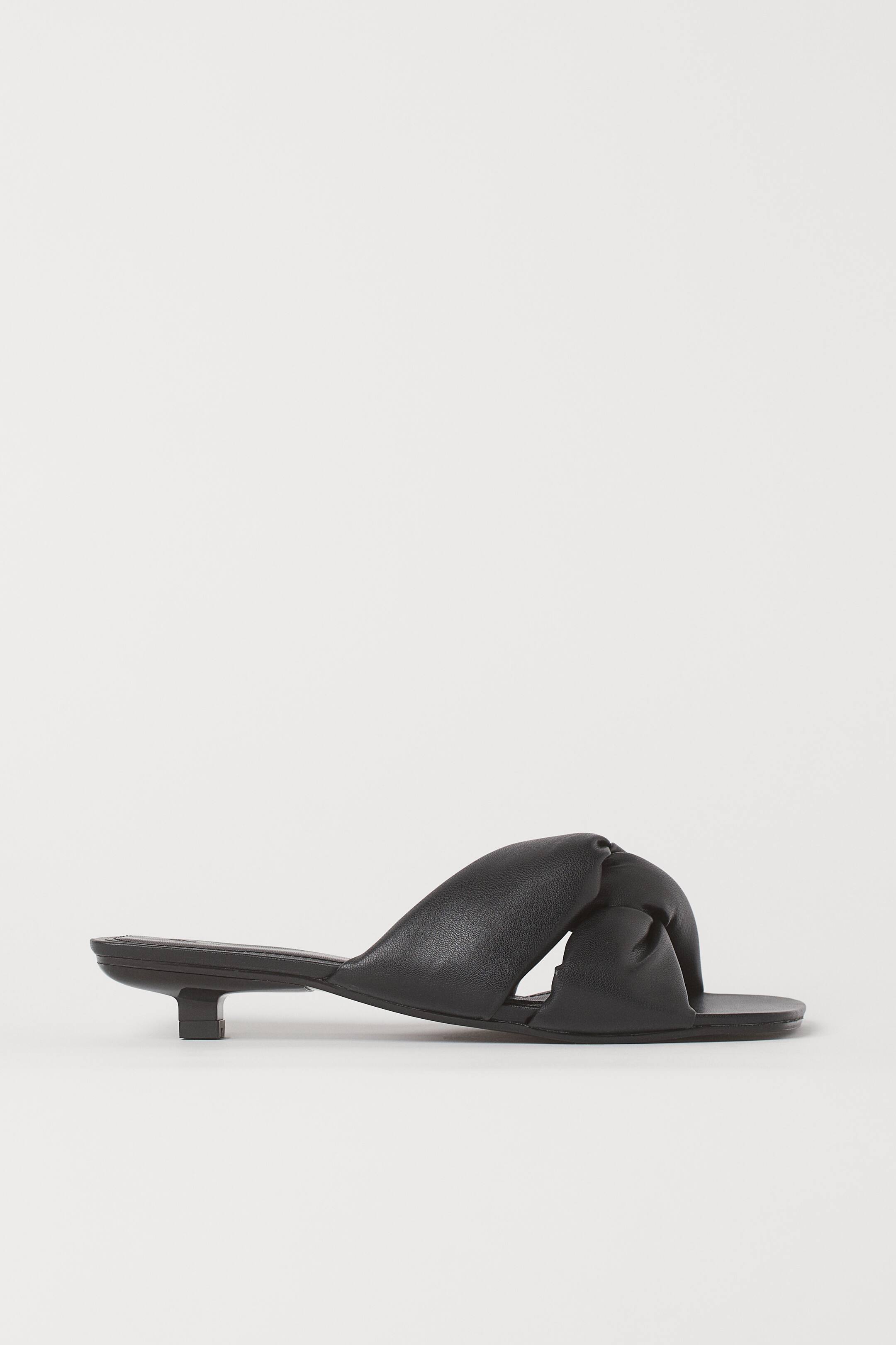 Padded Slip-on Sandals - Low heel - Black - Ladies | H&M US 