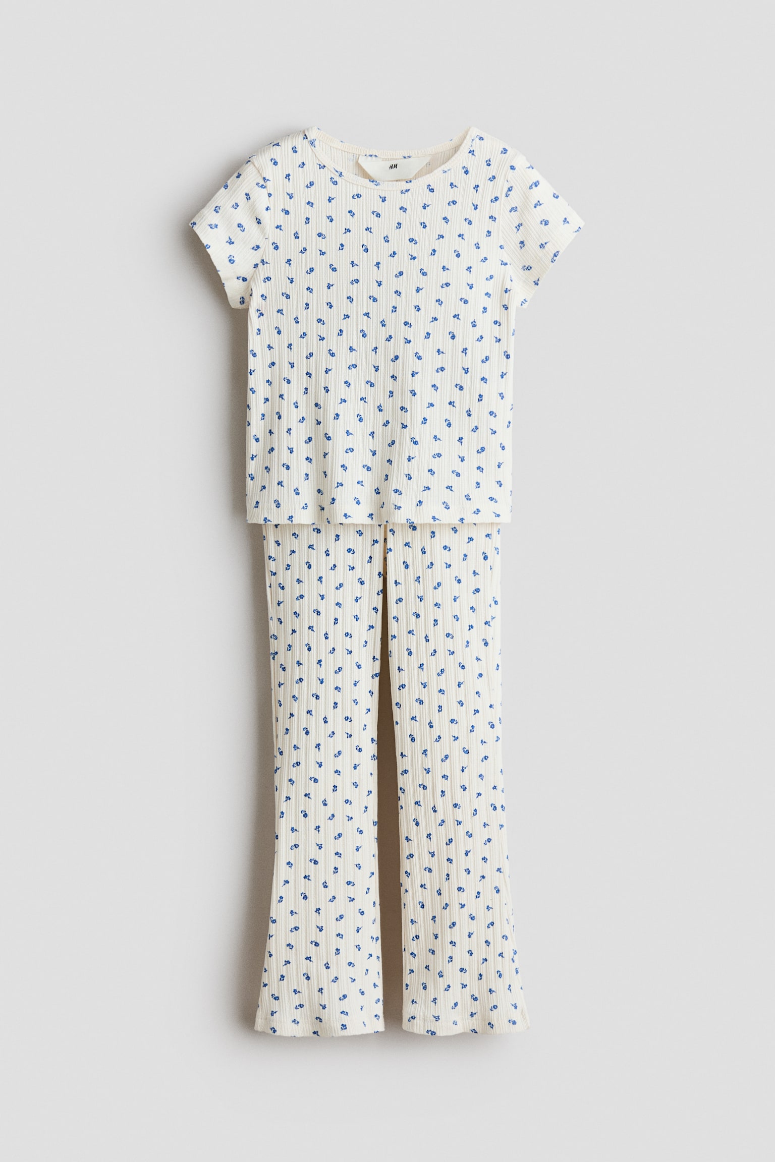 Ensemble 2 pièces en coton côtelé - Crème/fleuri/Lilas/fleuri/Rose ancien clair/cerises/Crème/pois