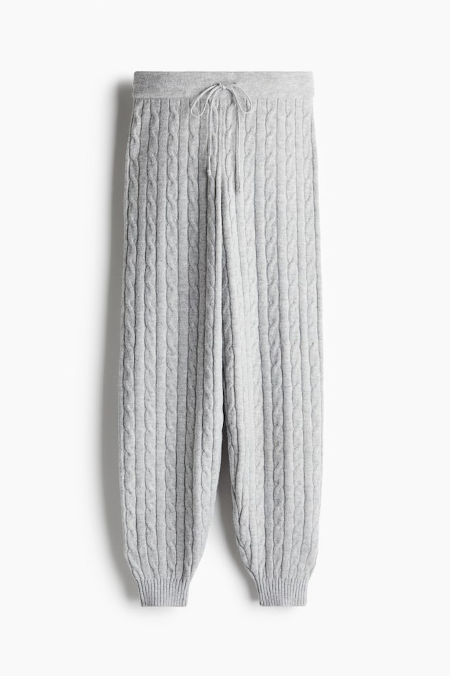 Joggers en punto trenzado - Gris claro jaspeado/Crema/Beige oscuro - 1