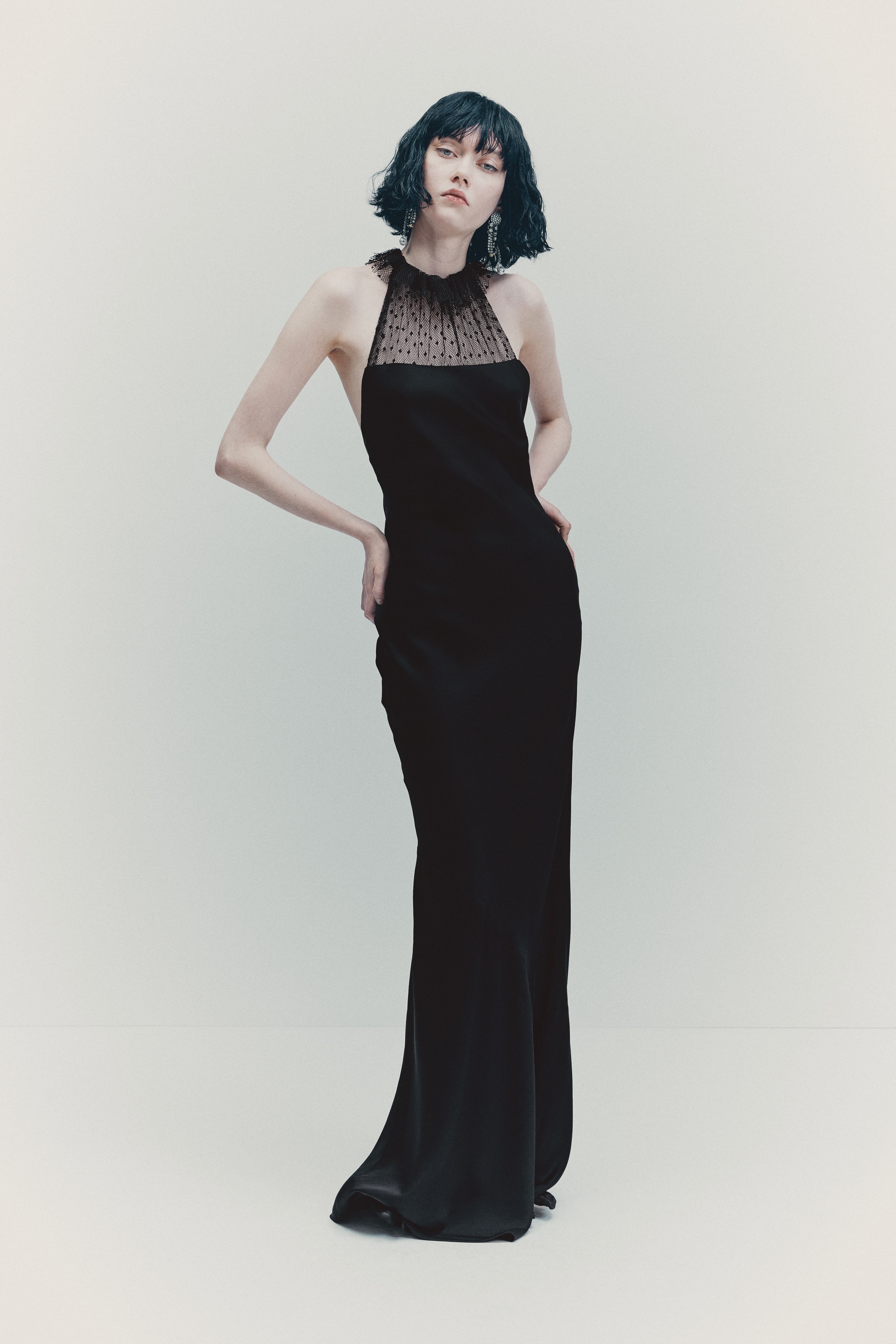 Women's Black Dress with Mesh Cape | H&M US Women's Black Dress with Mesh Cape | H&M US