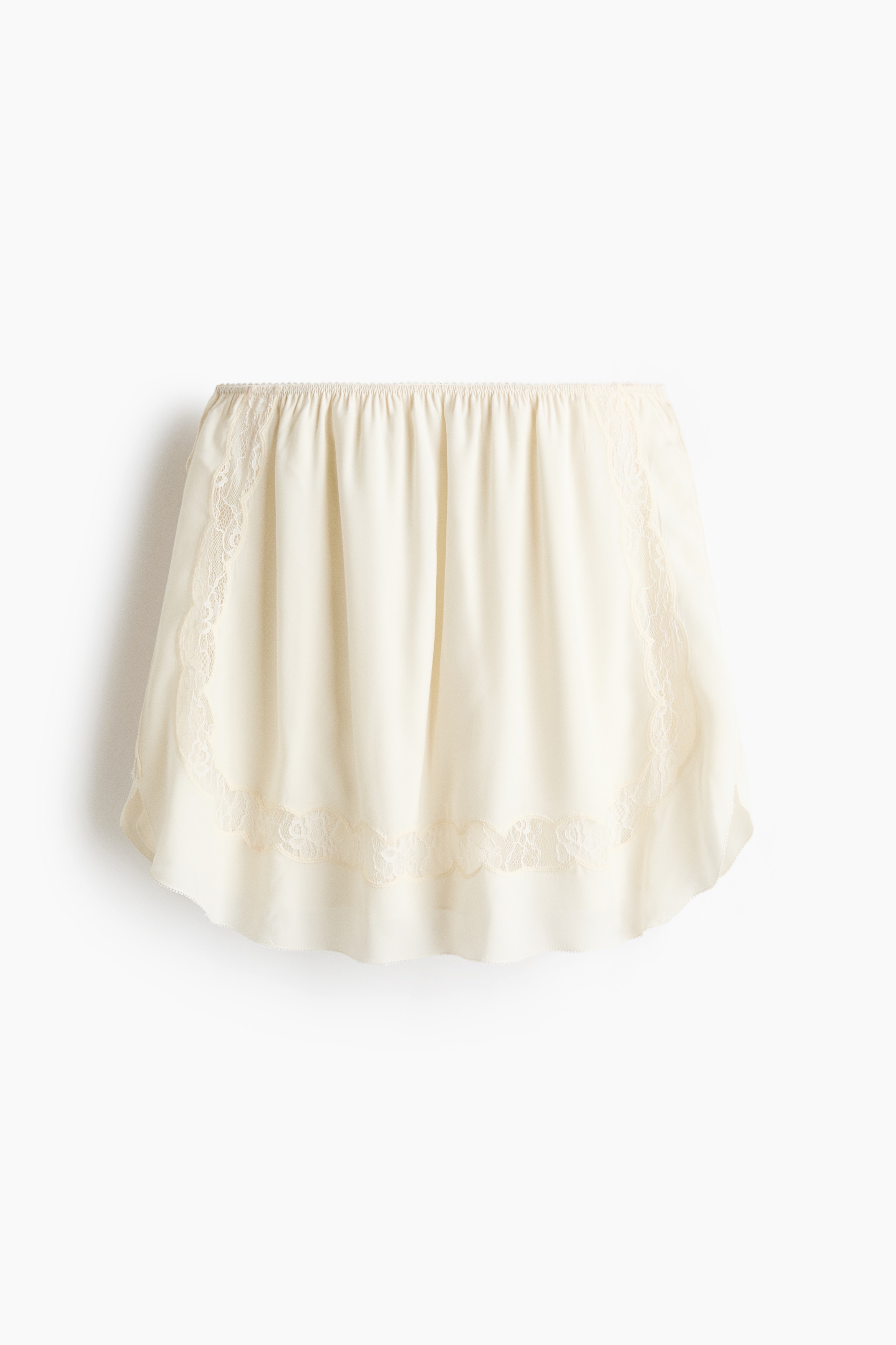 Lace-inset viscose mini skirt - Cream