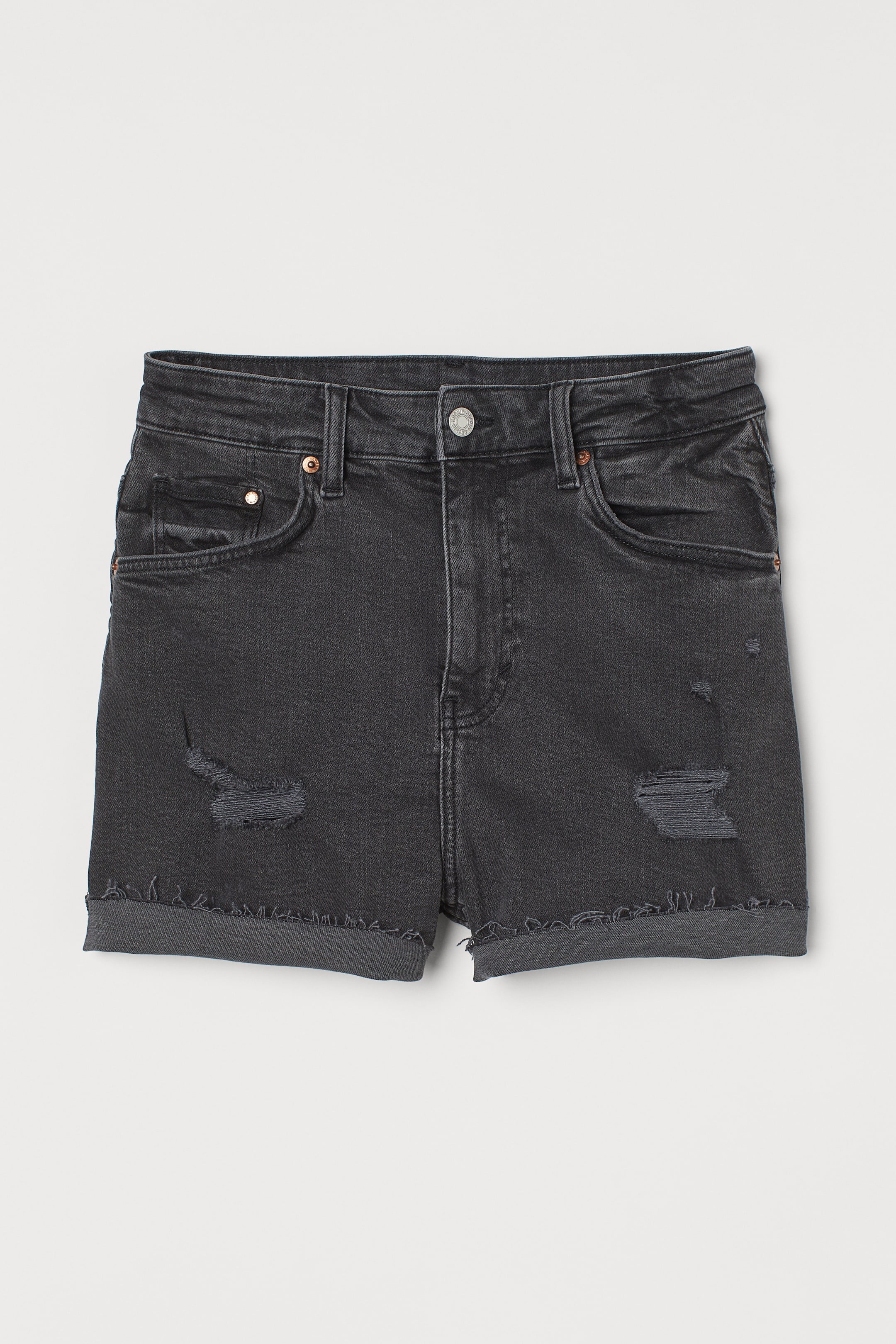 Se større billede: Mom Ultra High Denim shorts - Sort/Washed out - DAME | H&M DK 1