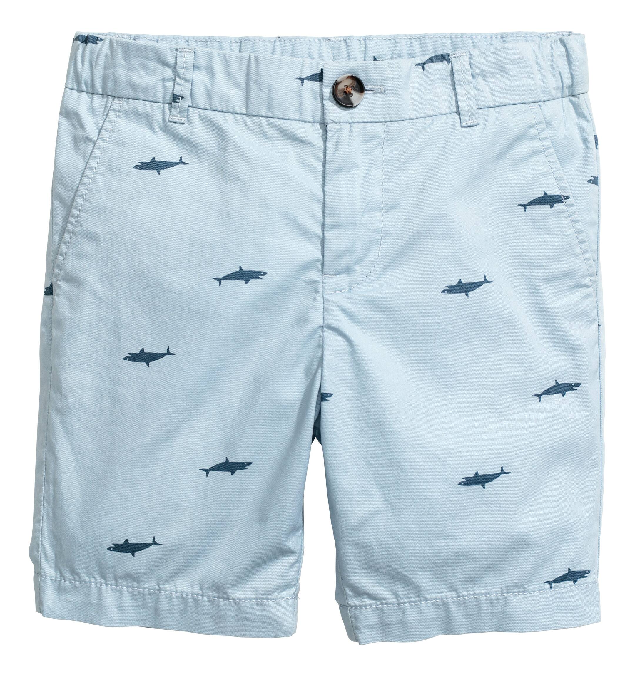 View larger image: Chino shorts - Light blue/Sharks - Kids | H&M 1