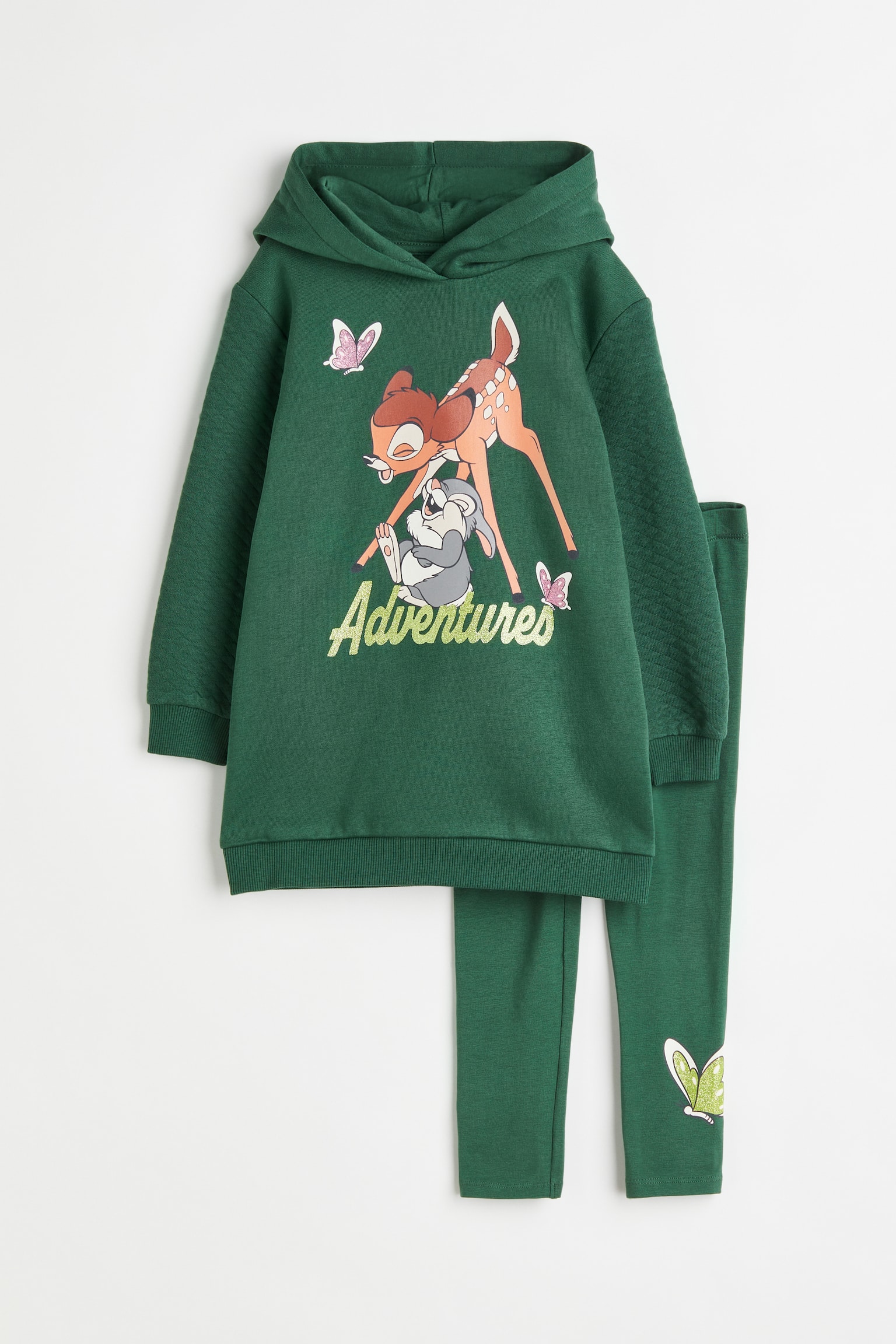 2-piece Print Sweat Set - Dark green/Bambi/Dark beige/Minnie Mouse - 1