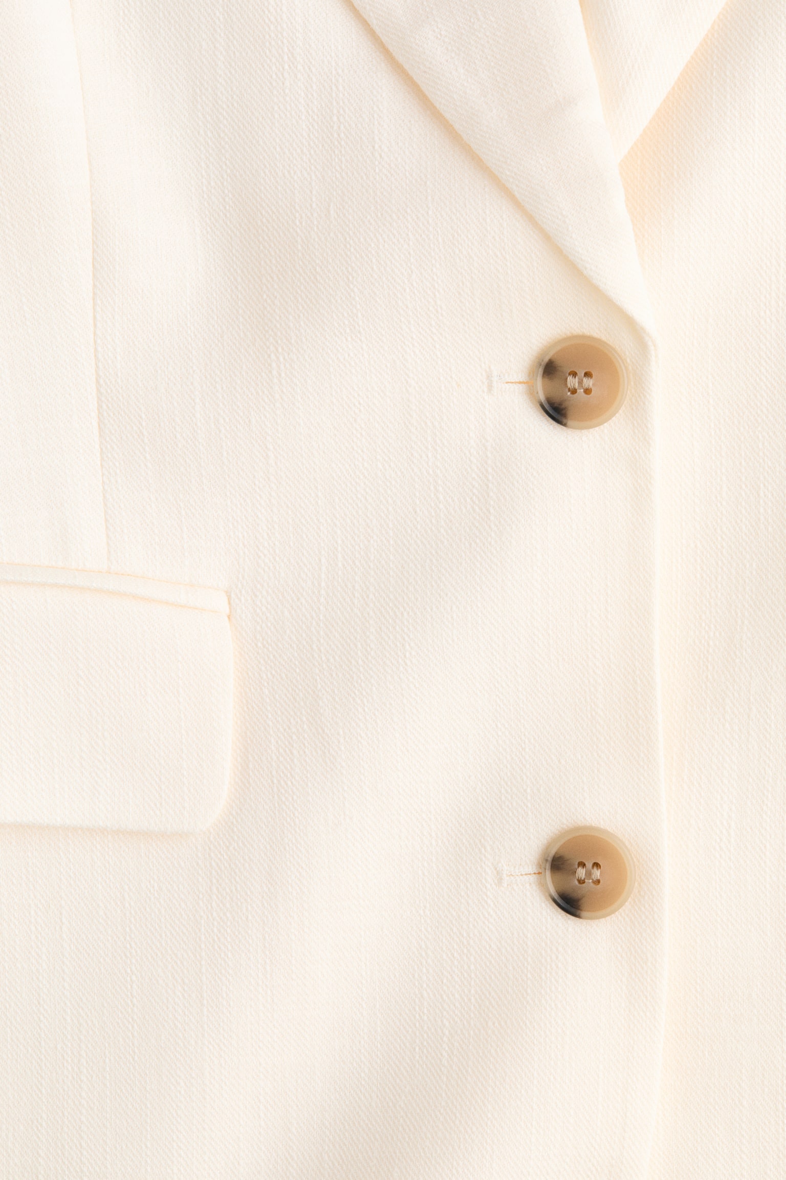 Single-breasted linen-blend blazer - Cream - 3